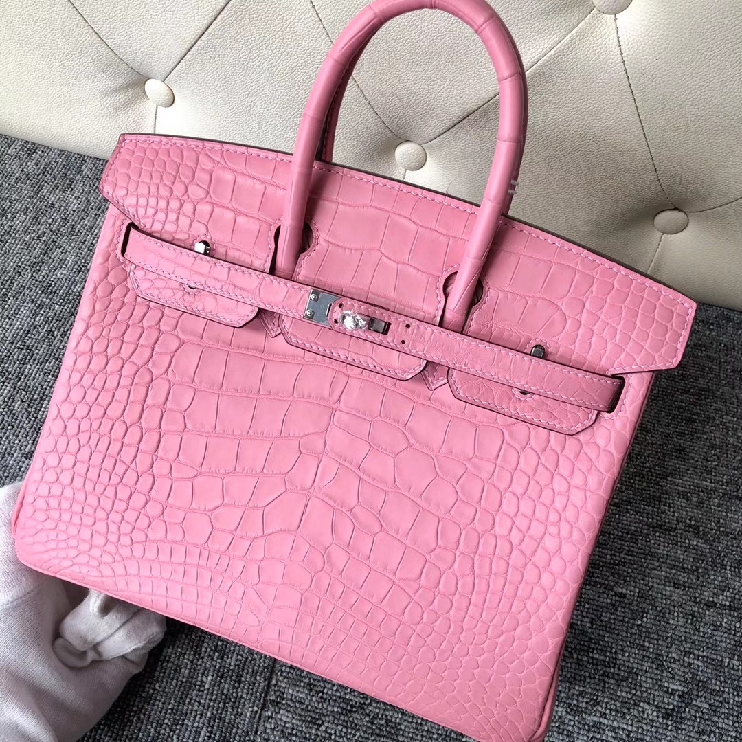 愛馬仕 2020年工匠號 Y刻 Hermes Birkin 25cm 霧面美洲鱷 5P bubblegum pink 櫻花粉