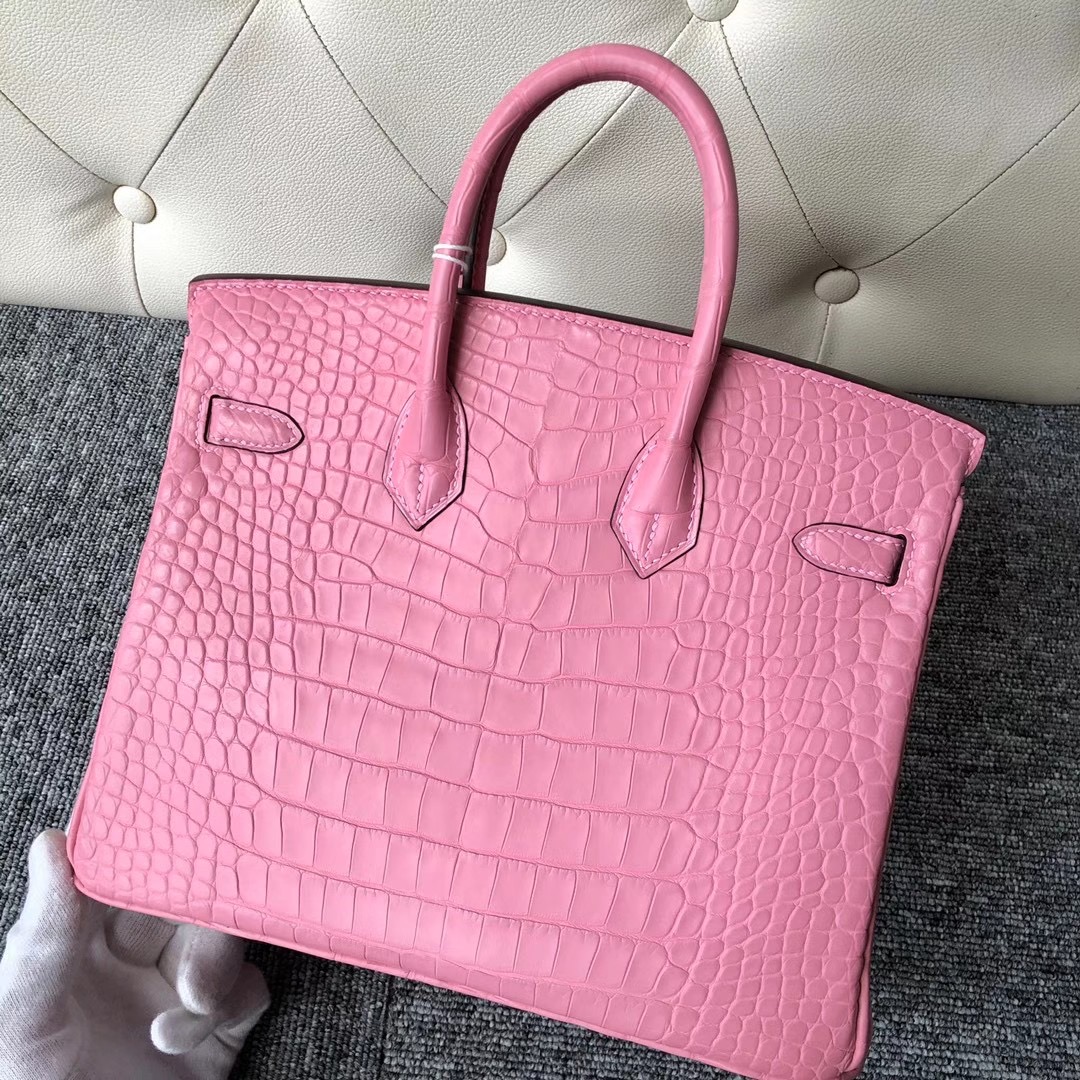 愛馬仕 2020年工匠號 Y刻 Hermes Birkin 25cm 霧面美洲鱷 5P bubblegum pink 櫻花粉