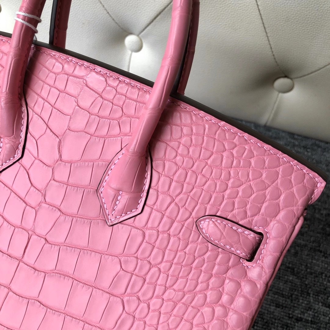 愛馬仕 2020年工匠號 Y刻 Hermes Birkin 25cm 霧面美洲鱷 5P bubblegum pink 櫻花粉