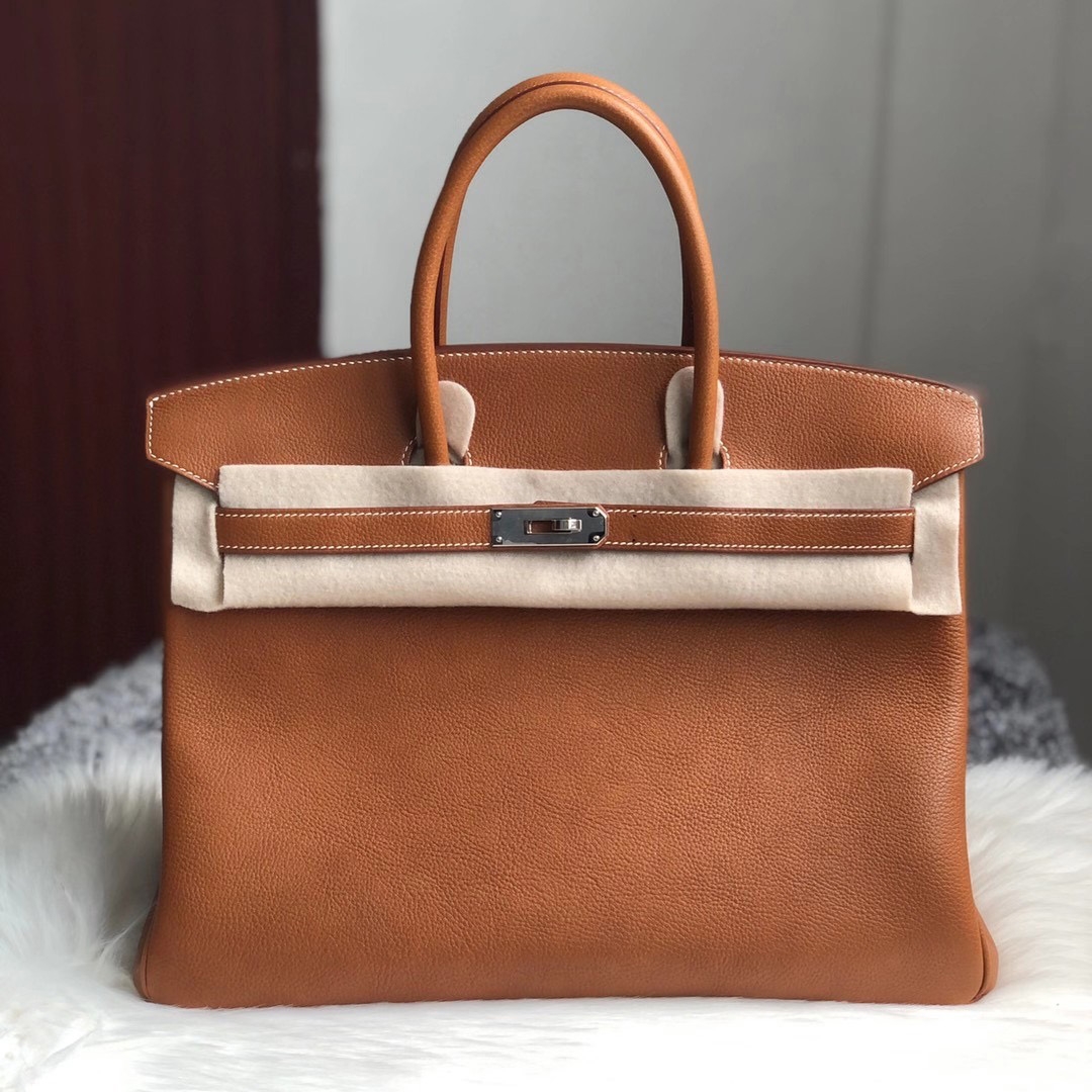 高雄市愛馬仕鉑金包 Hermes Birkin 35cm Barenia Faubourg CC34 Fauve 馬鞍皮