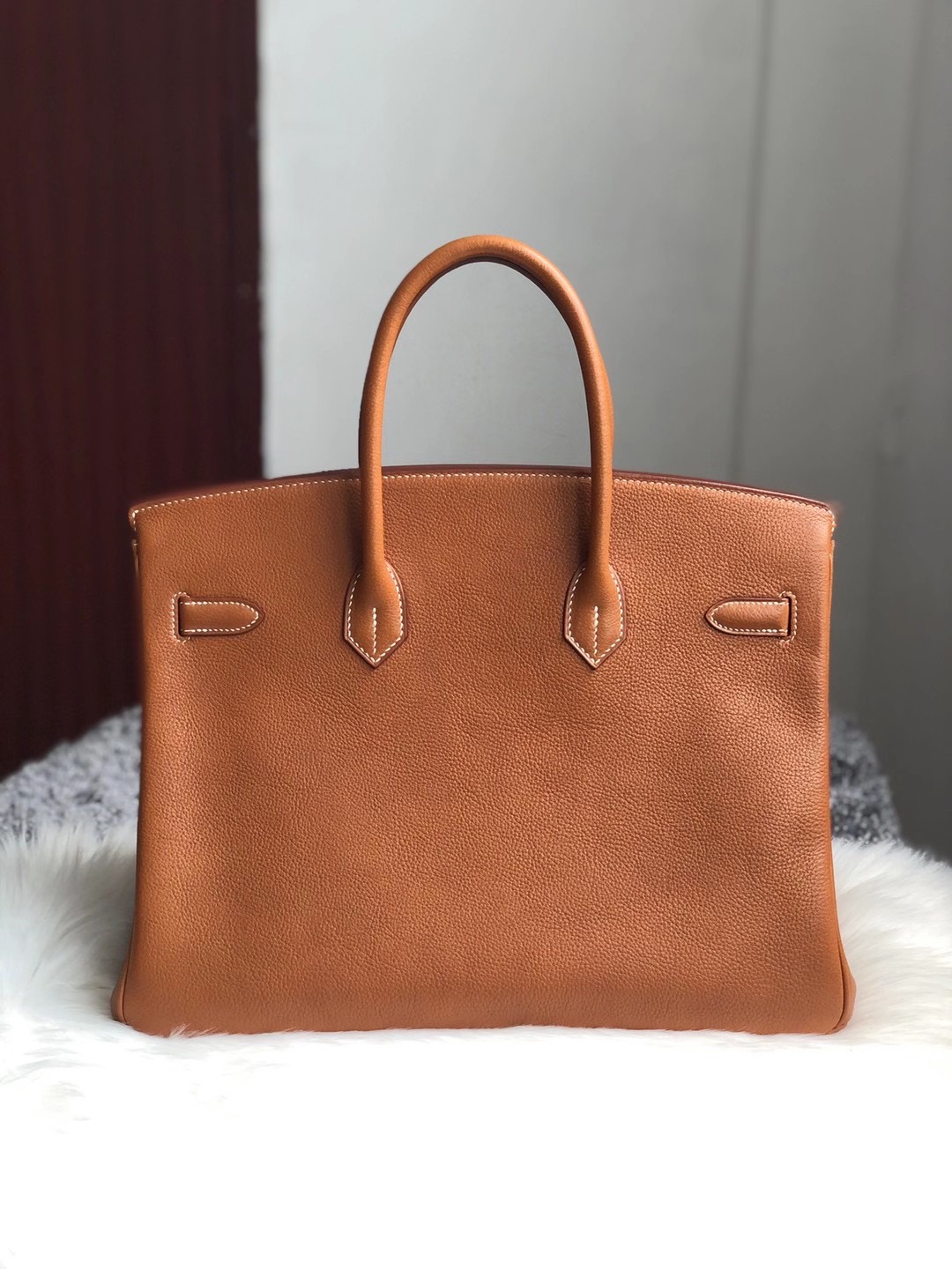 高雄市愛馬仕鉑金包 Hermes Birkin 35cm Barenia Faubourg CC34 Fauve 馬鞍皮