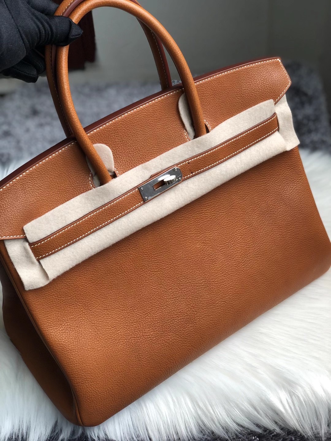 高雄市愛馬仕鉑金包 Hermes Birkin 35cm Barenia Faubourg CC34 Fauve 馬鞍皮