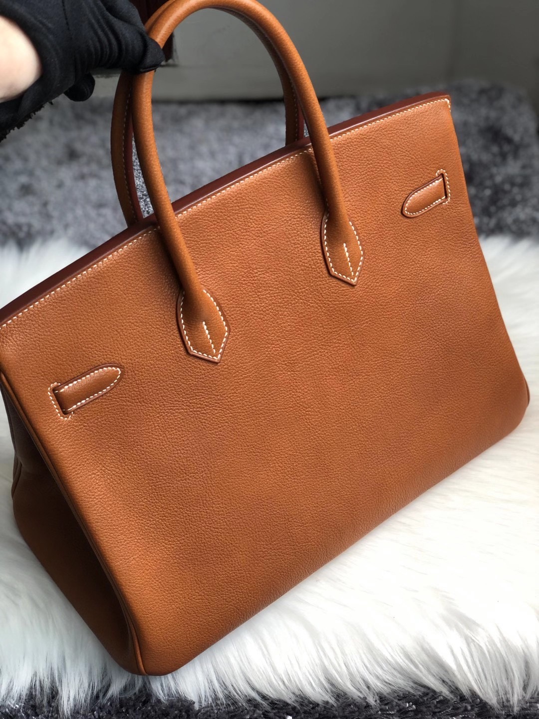 高雄市愛馬仕鉑金包 Hermes Birkin 35cm Barenia Faubourg CC34 Fauve 馬鞍皮