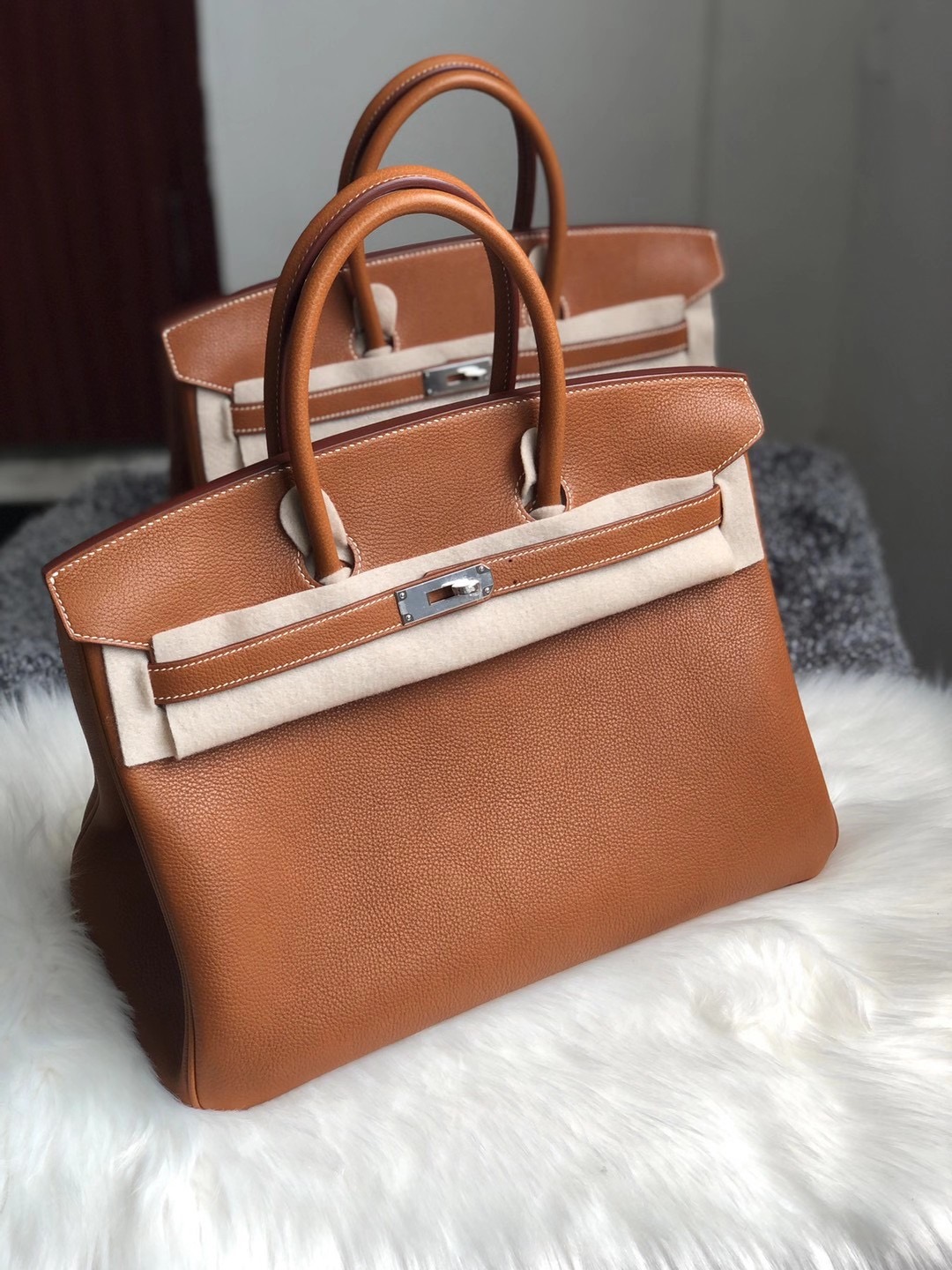 高雄市愛馬仕鉑金包 Hermes Birkin 35cm Barenia Faubourg CC34 Fauve 馬鞍皮