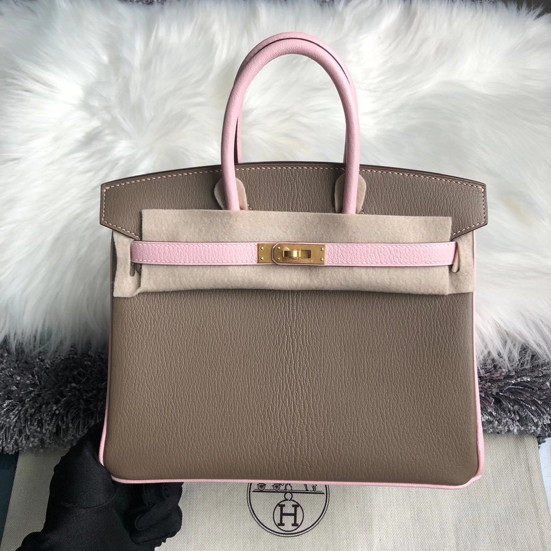 Hermes Birkin 25cm Chevre CK18 Etoupe 大象灰 3Q Rose Sakura 拉絲金扣