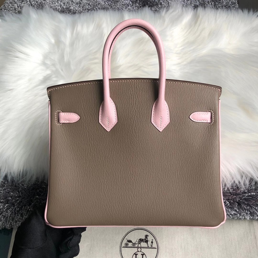 Hermes Birkin 25cm Chevre CK18 Etoupe 大象灰 3Q Rose Sakura 拉絲金扣