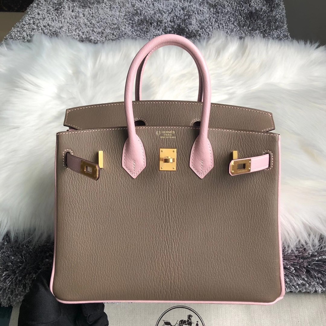 Hermes Birkin 25cm Chevre CK18 Etoupe 大象灰 3Q Rose Sakura 拉絲金扣