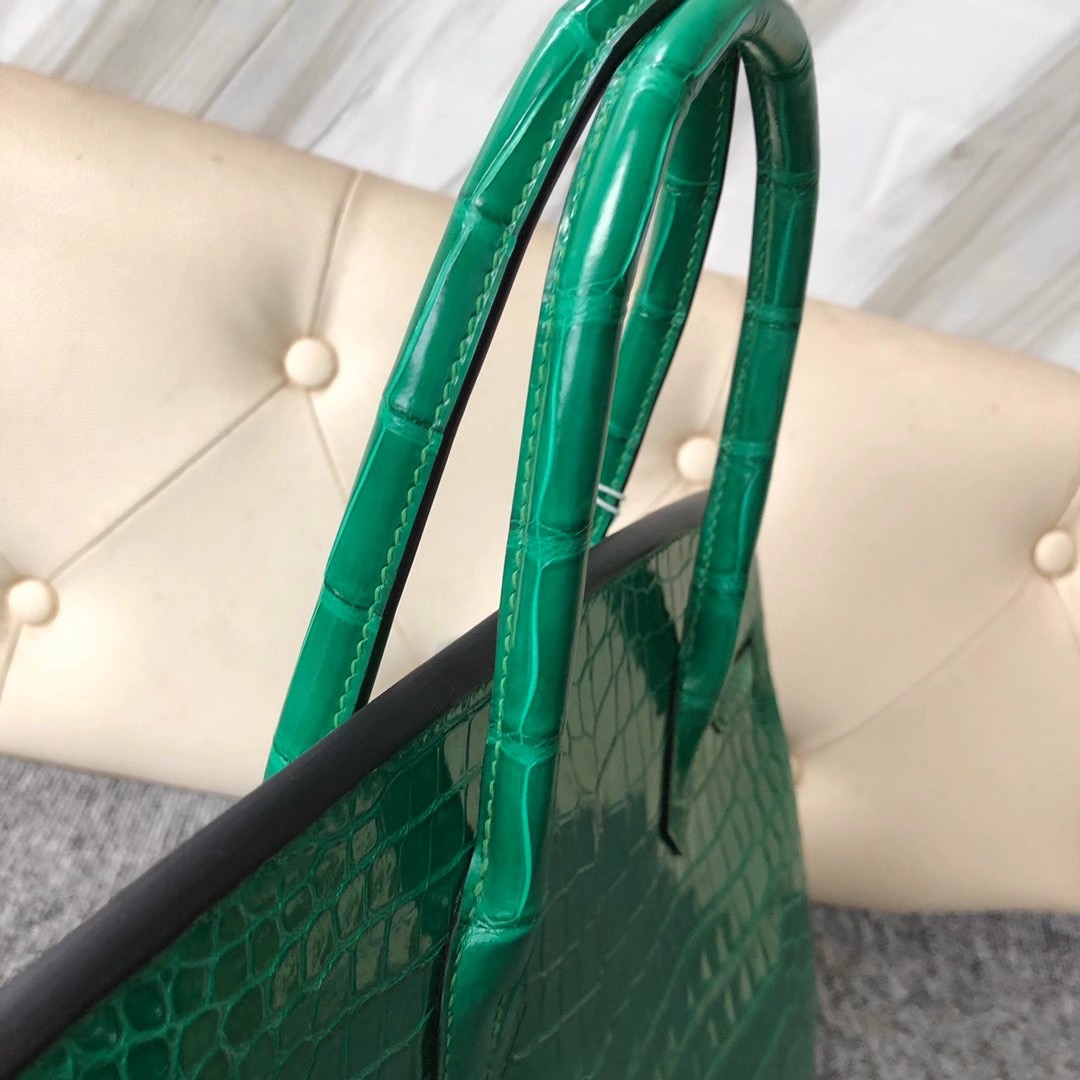 Taiwan Hermes Birkin 30cm 6Q Vert emeraude 翡翠綠 亮面倒V澳洲灣鱷