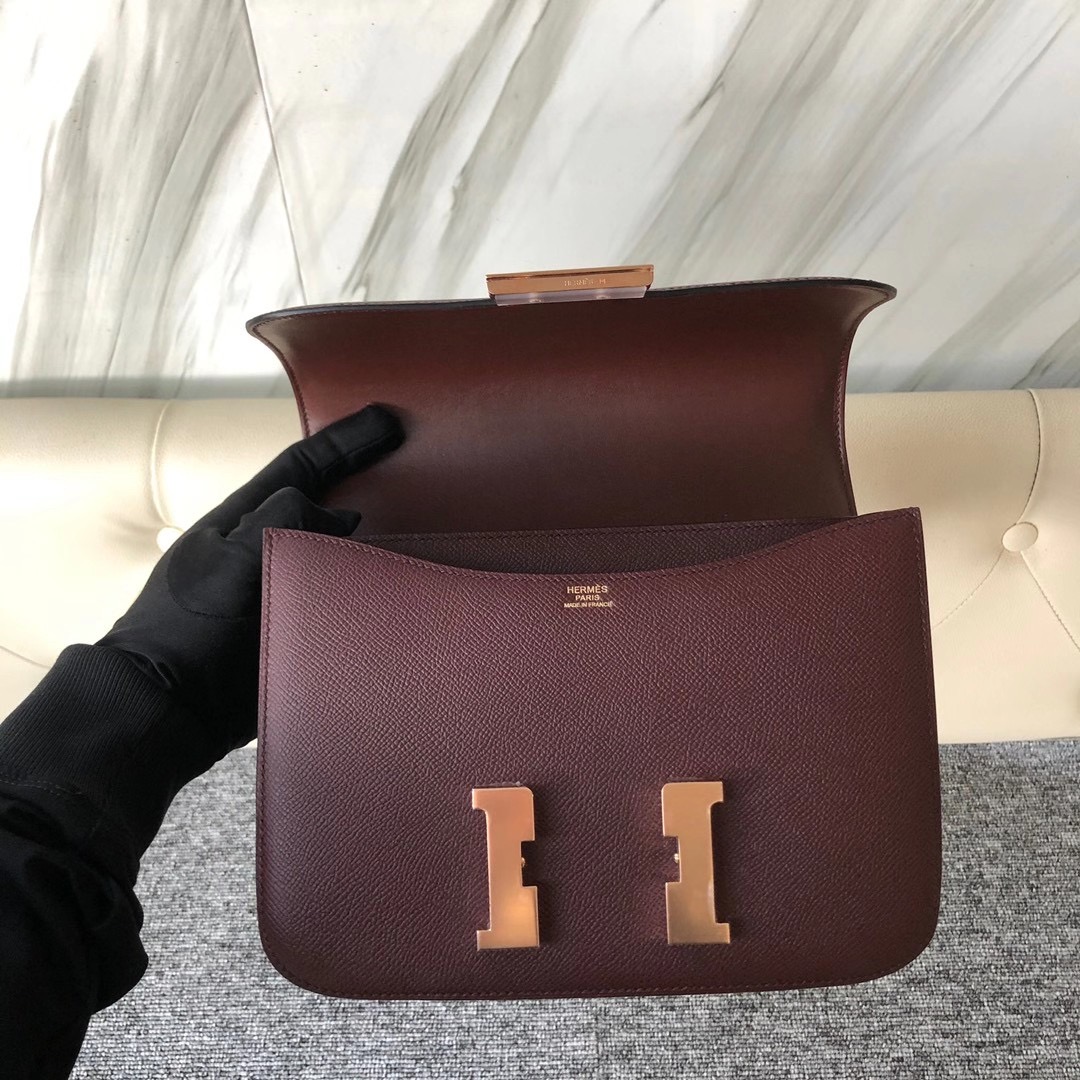 新北市三芝區 Taiwan Hermes Constance 24cm Epsom 57 Bordeaux 波爾多酒紅