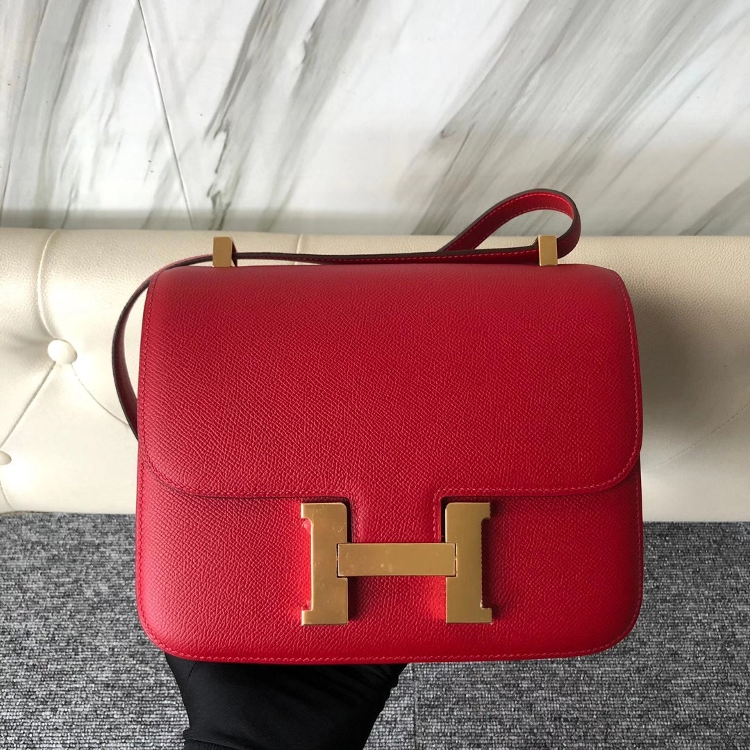 臺灣新北市石門區 Taiwan Hermes Constance 24cm Epsom Q5 Rose casaque 國旗紅