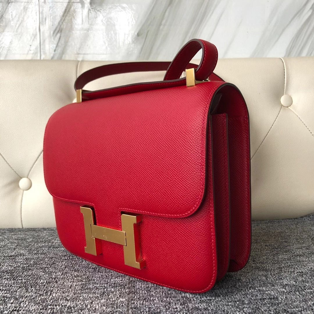 臺灣新北市石門區 Taiwan Hermes Constance 24cm Epsom Q5 Rose casaque 國旗紅