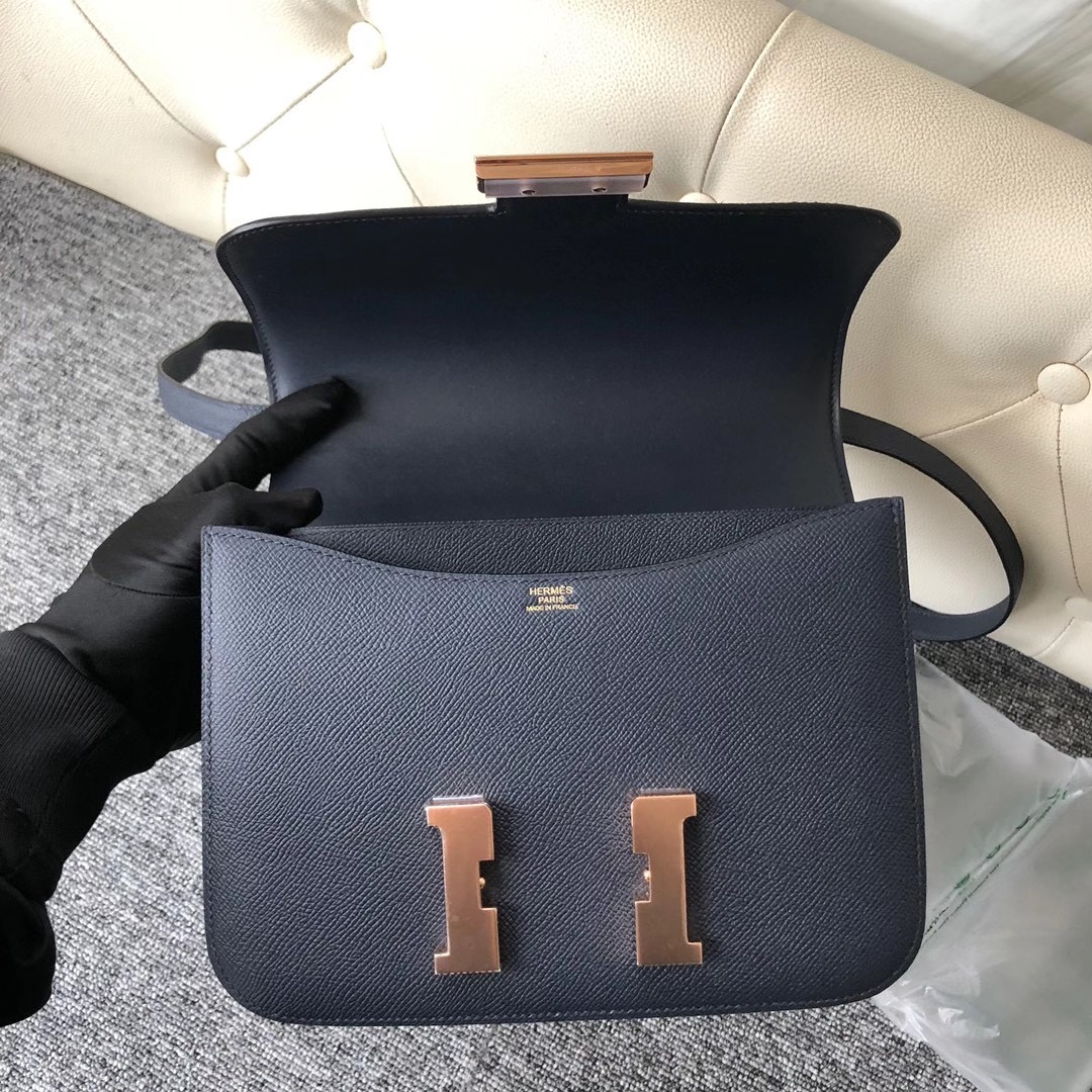 Taiwan Hermes Constance 24cm Epsom 76 Blue Indigo 深海藍 玫瑰金扣