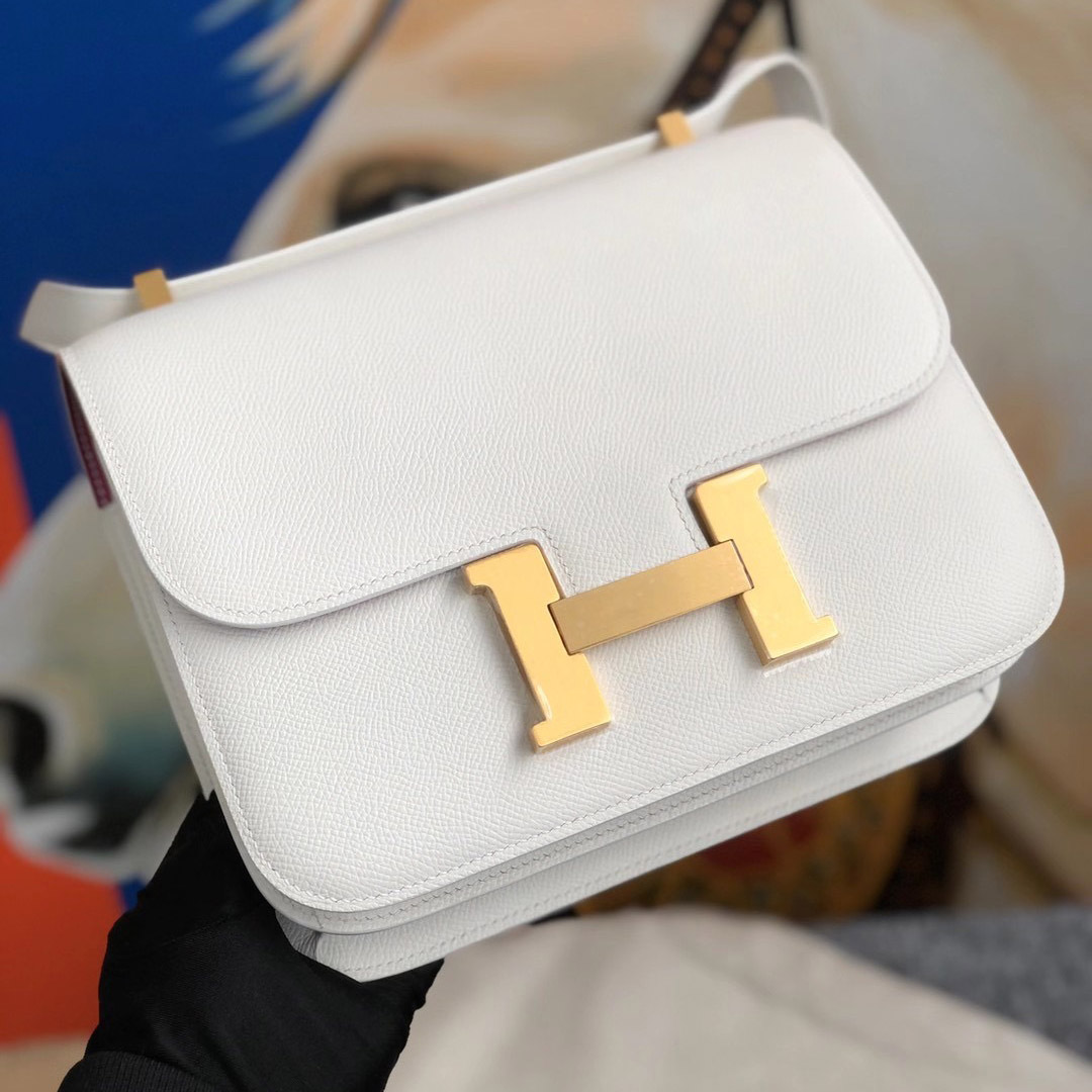 Taiwan Hermes Constance 24cm Epsom 01 Pure white 純白色 內拼 L3 Rose Poupre