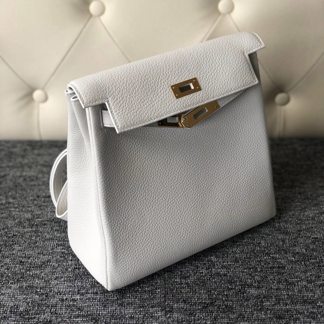 Taiwan Hermes Kelly Ado Backpack Bags 22cm 01 Pure white 純白色