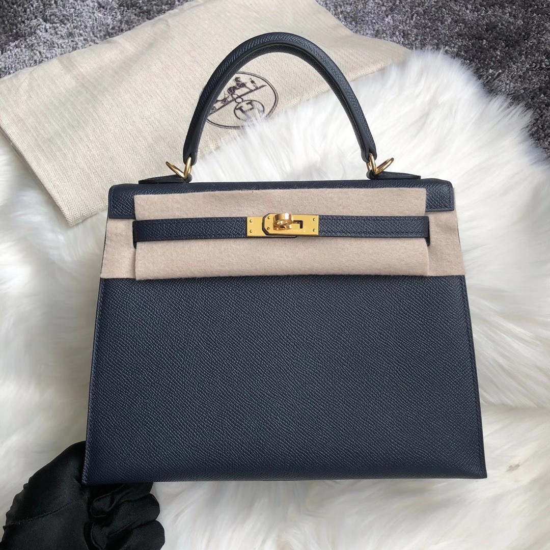 臺灣愛馬仕凱莉包25多少錢 Taiwan Hermes Kelly 25cm Epsom 76 Blue Indigo 深海藍