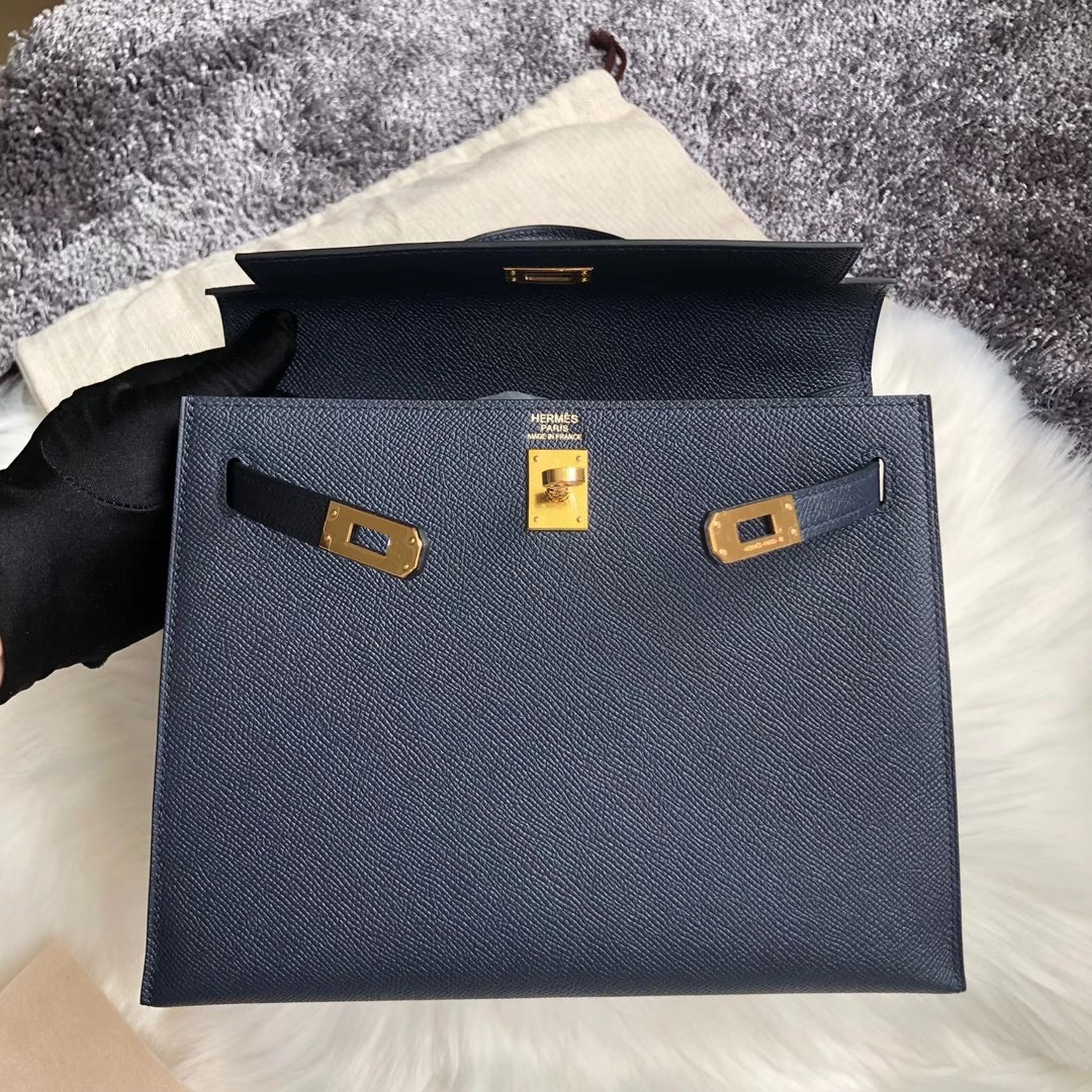 臺灣愛馬仕凱莉包25多少錢 Taiwan Hermes Kelly 25cm Epsom 76 Blue Indigo 深海藍