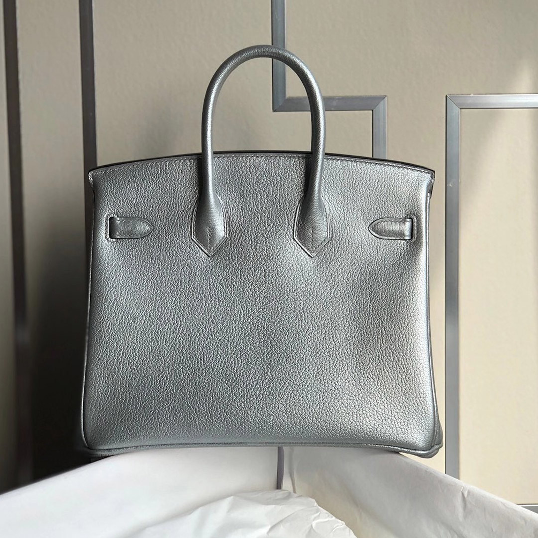 臺灣臺北市中山區愛馬仕鉑金包價格多少 Hermes Birkin 25cm Chevre 山羊皮 銀色