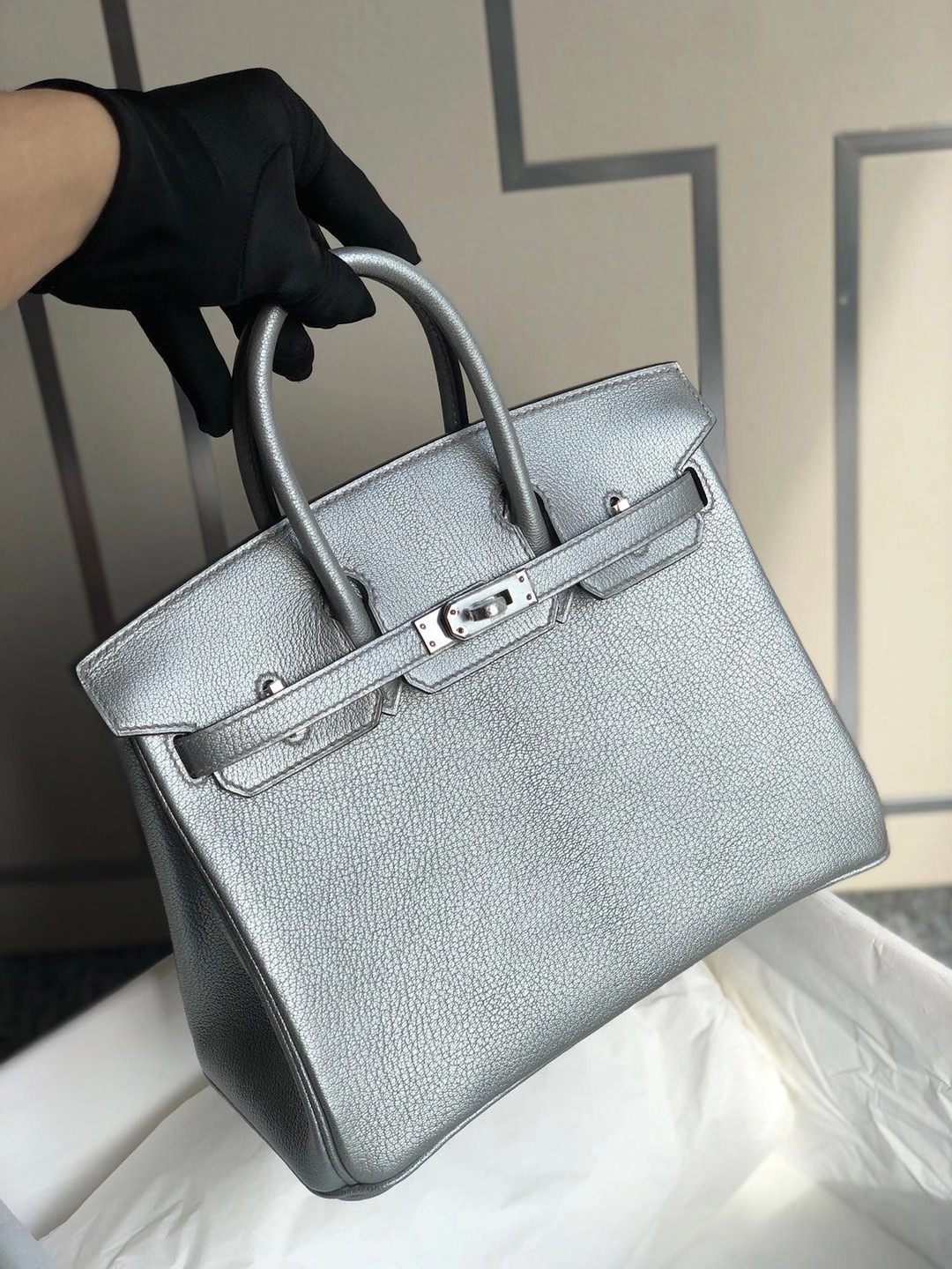 臺灣臺北市中山區愛馬仕鉑金包價格多少 Hermes Birkin 25cm Chevre 山羊皮 銀色