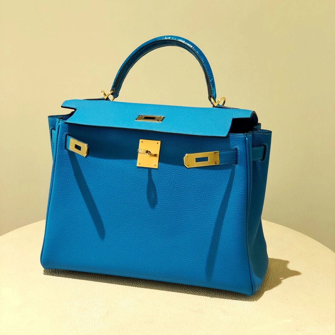 香港元朗區元朗 Hermes Kelly Touch 25cm Togo小牛皮 手腕 亮面美洲鱷魚