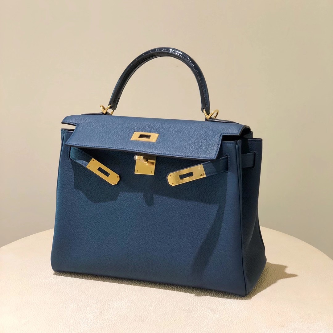 香港元朗區元朗 Hermes Kelly Touch 25cm Togo小牛皮 手腕 亮面美洲鱷魚