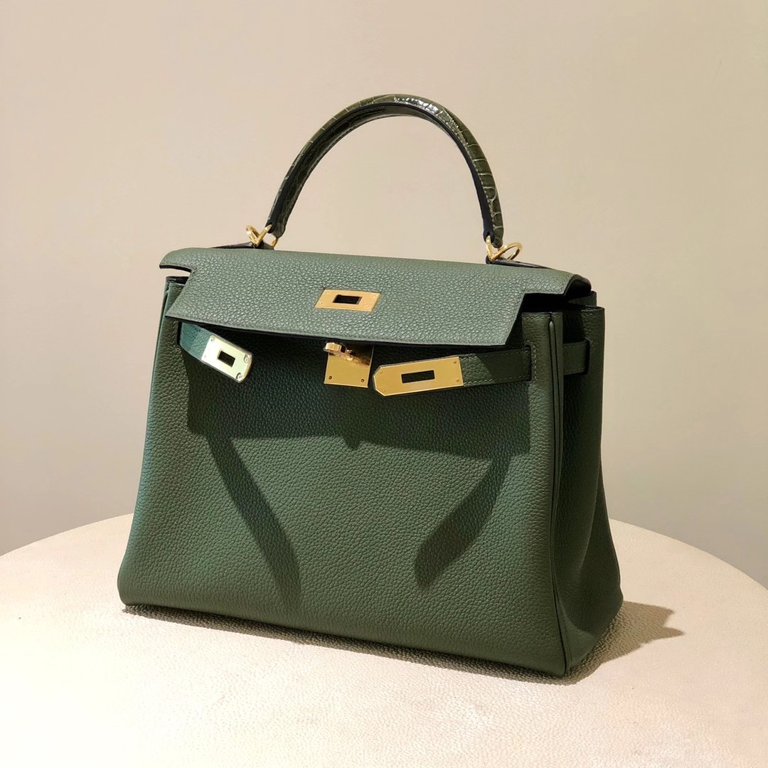 香港元朗區元朗 Hermes Kelly Touch 25cm Togo小牛皮 手腕 亮面美洲鱷魚