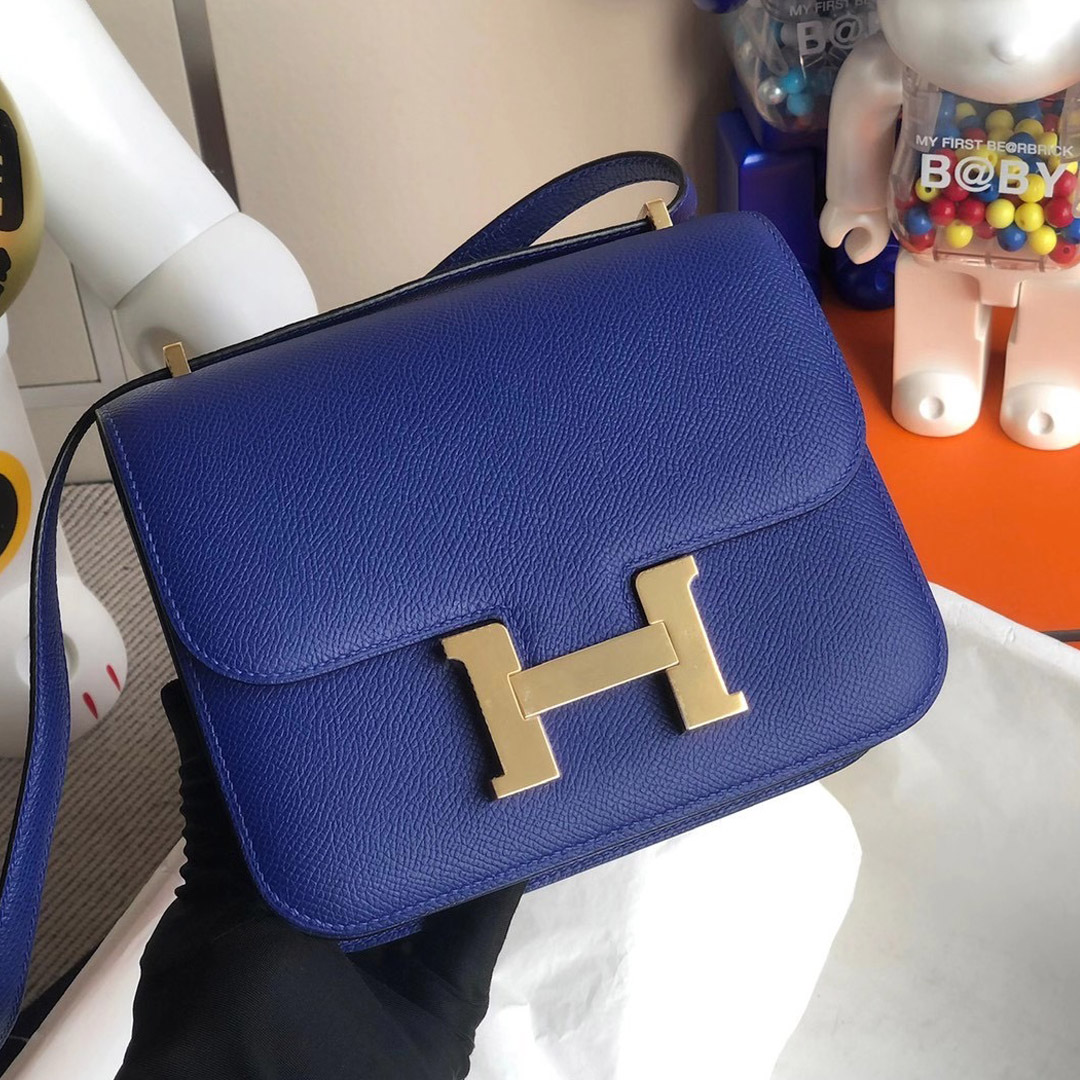 Hong Kong Hermes Mini Constance 19cm Epsom 7T Blue electric 電光藍 金扣