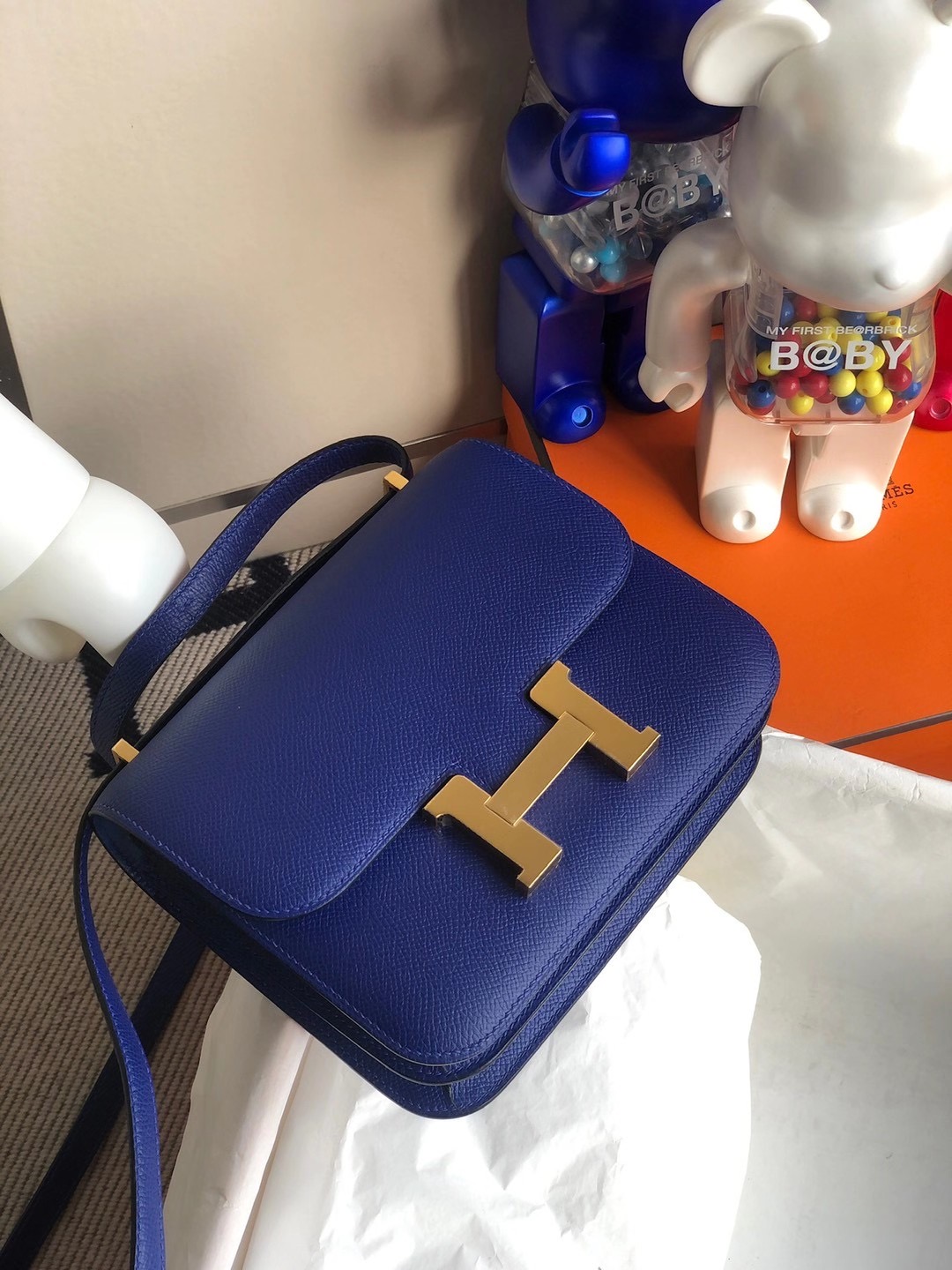 Hong Kong Hermes Mini Constance 19cm Epsom 7T Blue electric 電光藍 金扣