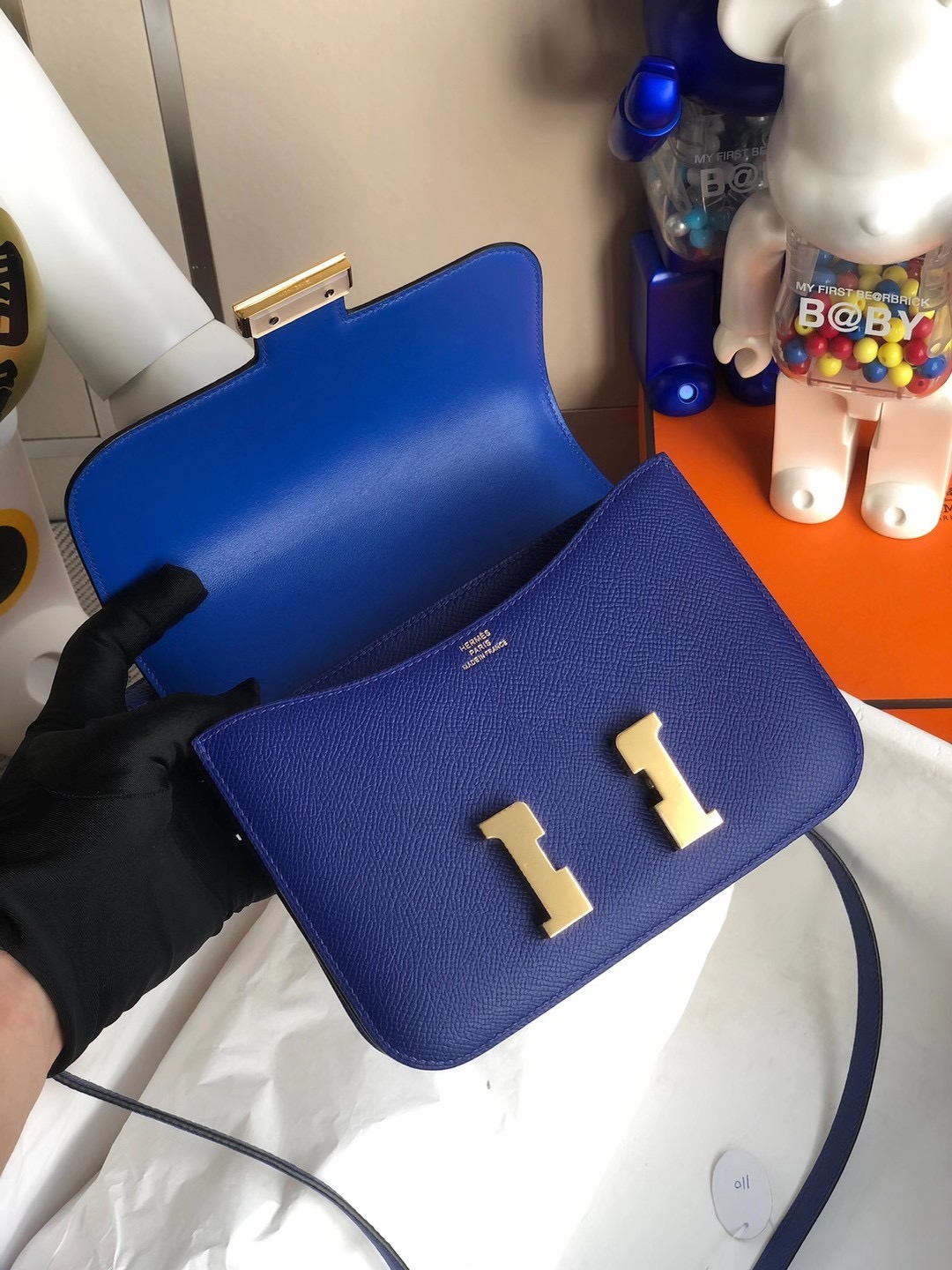 Hong Kong Hermes Mini Constance 19cm Epsom 7T Blue electric 電光藍 金扣