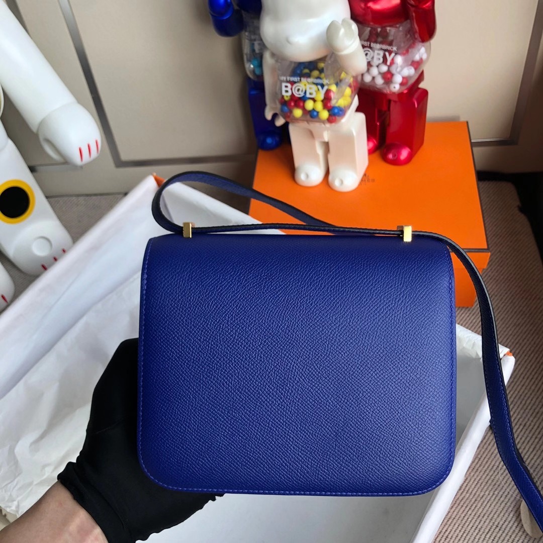 Hong Kong Hermes Mini Constance 19cm Epsom 7T Blue electric 電光藍 金扣