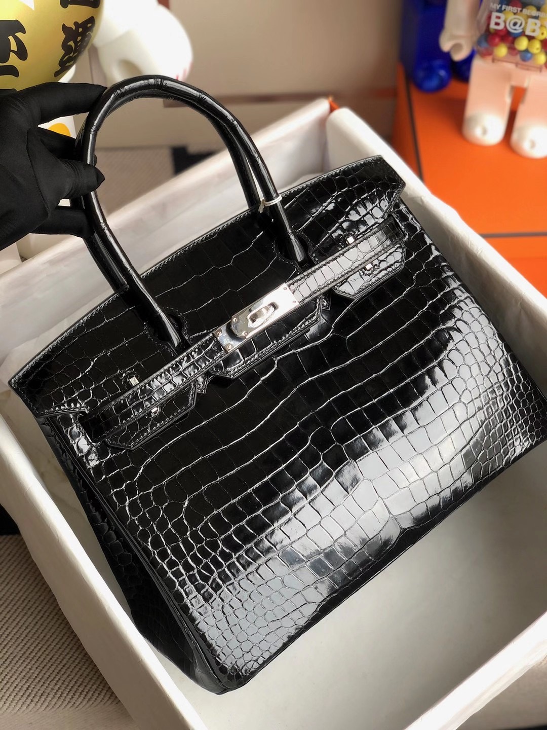 Hong Kong Hermes Birkin 30cm 89 Noir 黑色 亮面倒V 澳洲灣鱷