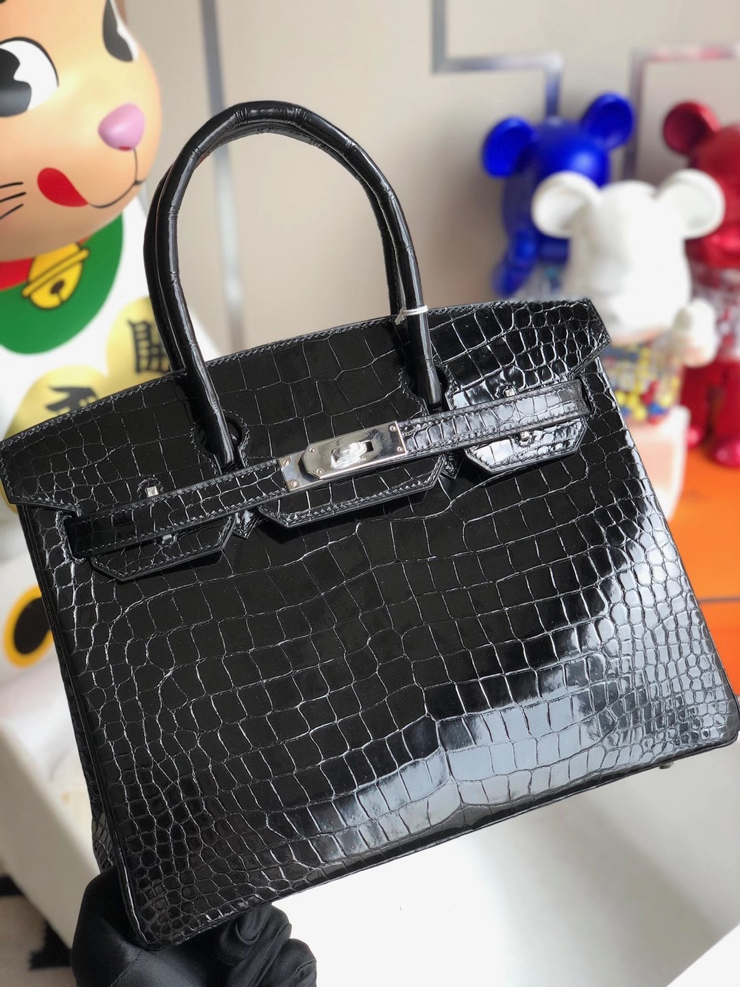 Hong Kong Hermes Birkin 30cm 89 Noir 黑色 亮面倒V 澳洲灣鱷