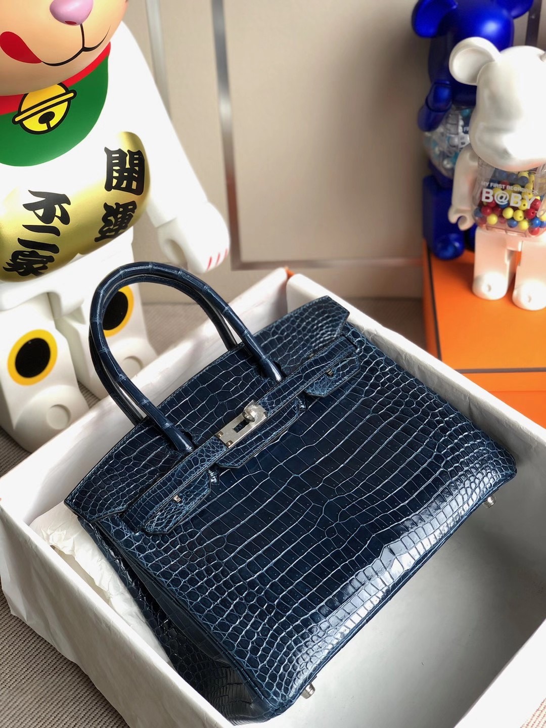 香港西貢區坑口 Hermes Birkin 30cm 74 Royal blue 皇室藍 blue Roy 亮面倒V 澳洲灣鱷