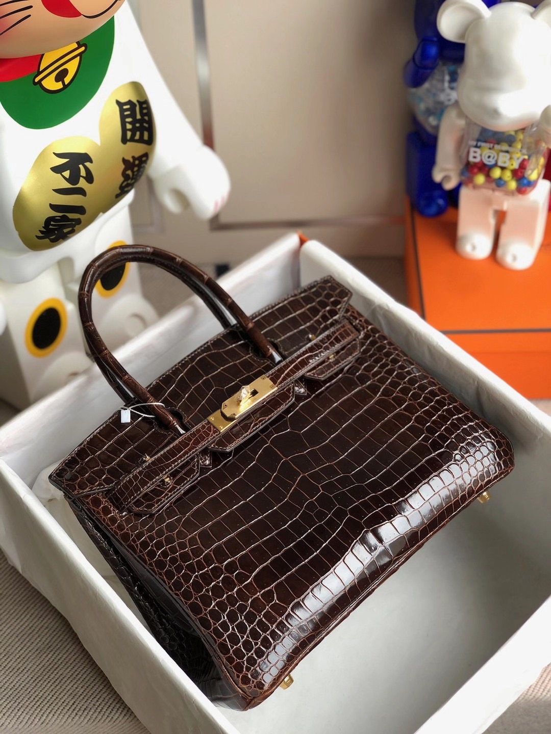 Hong Kong Hermes Birkin 30cm 47 chocolate 巧克力色 亮面倒V 澳洲灣鱷