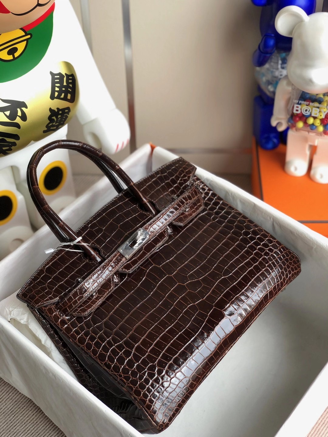 Hong Kong Hermes Birkin 30cm 47 chocolate 巧克力色 亮面倒V 澳洲灣鱷