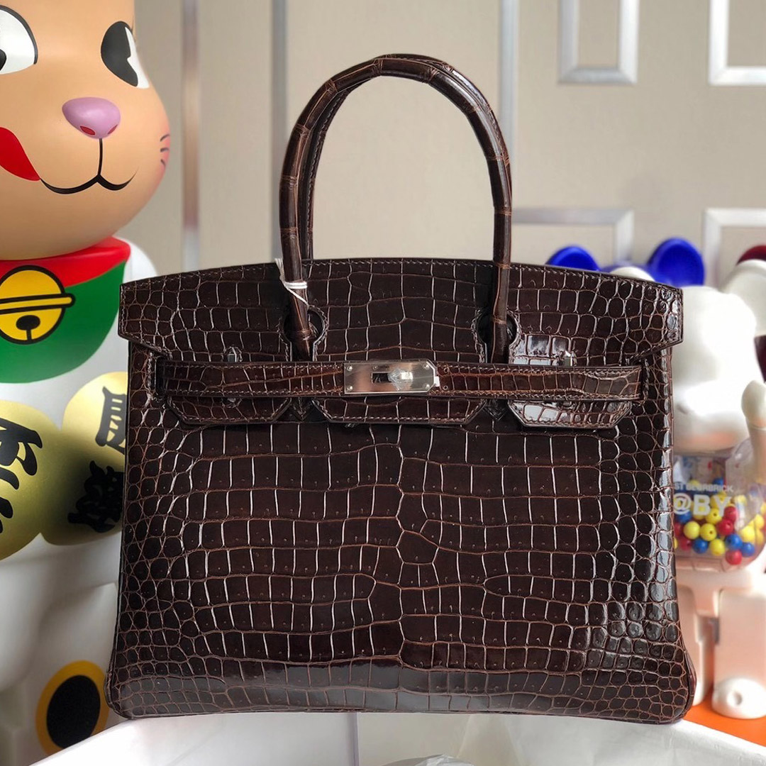 Hong Kong Hermes Birkin 30cm 47 chocolate 巧克力色 亮面倒V 澳洲灣鱷