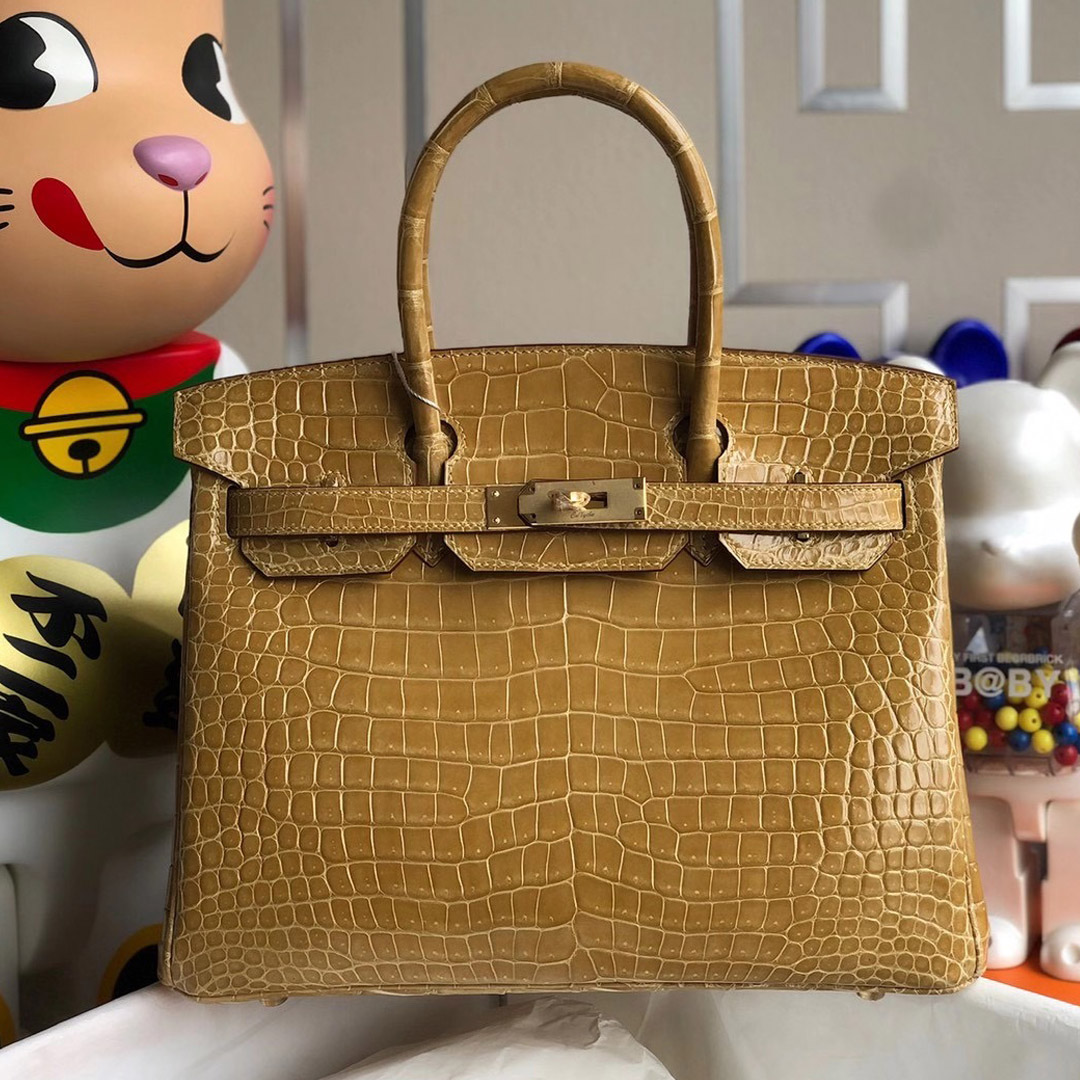 Hong Kong Hermes Birkin 30cm CK14 Beige 杏色 亮面倒V 澳洲灣鱷