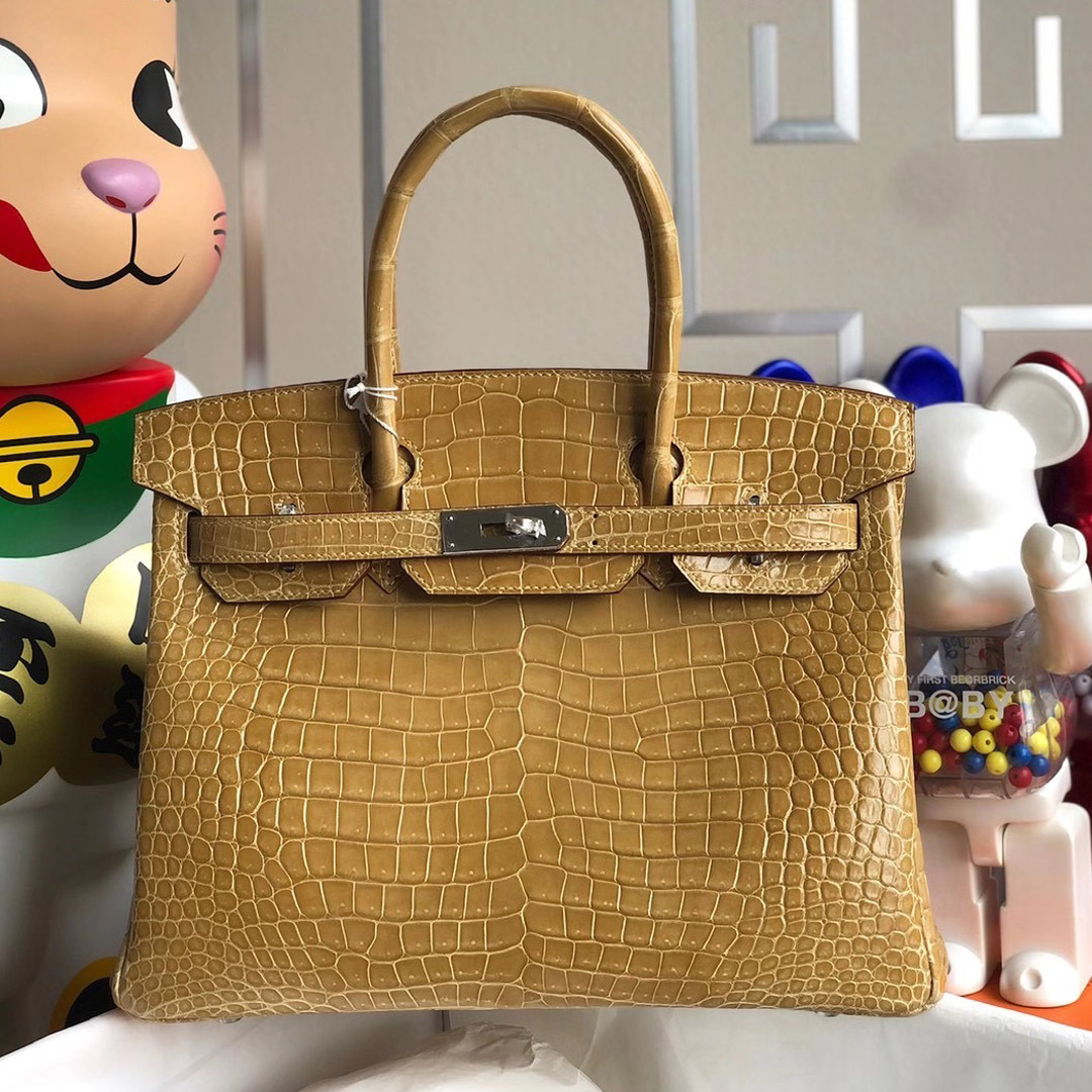 Hong Kong Hermes Birkin 30cm CK14 Beige 杏色 亮面倒V 澳洲灣鱷