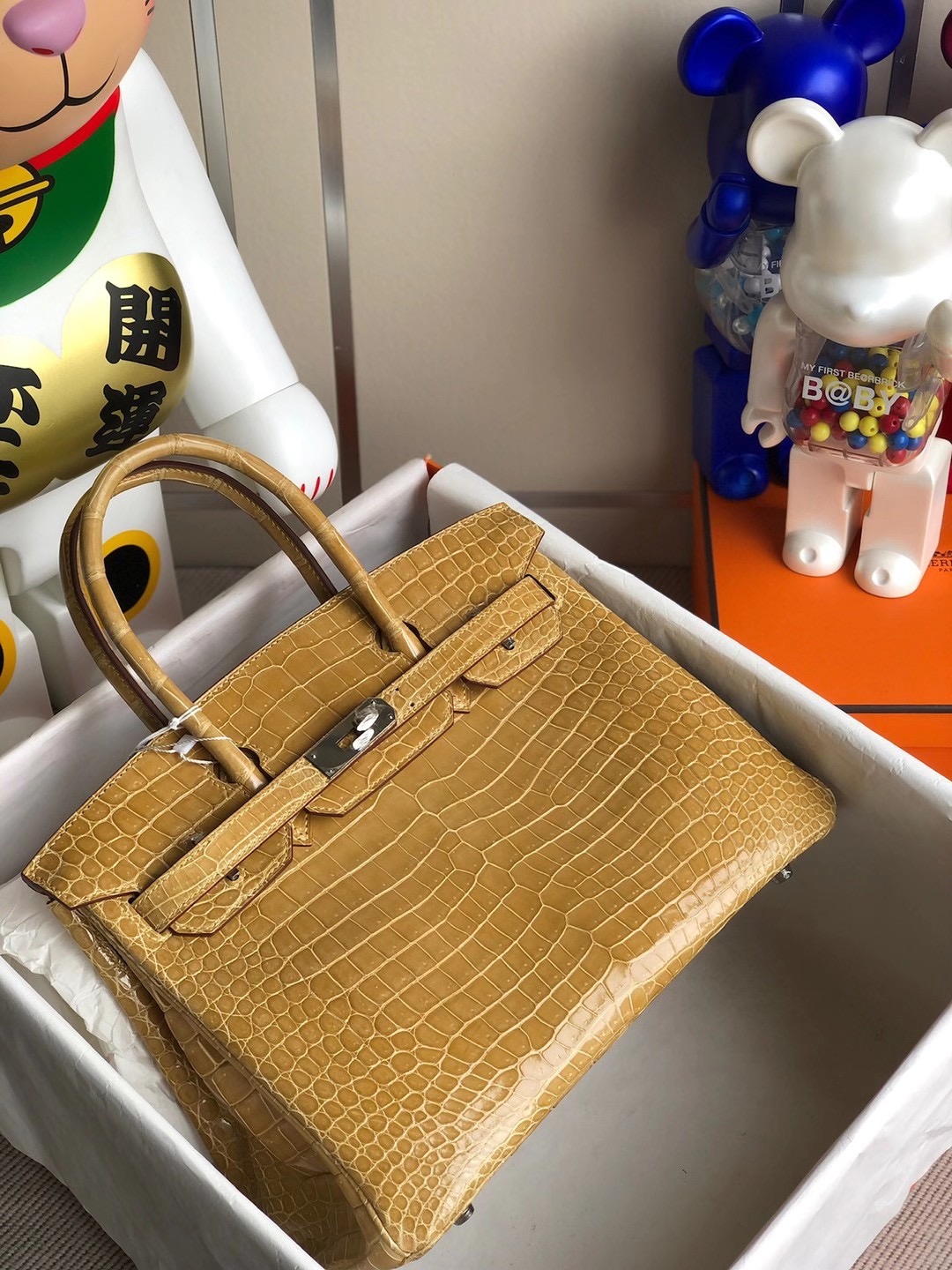 Hong Kong Hermes Birkin 30cm CK14 Beige 杏色 亮面倒V 澳洲灣鱷