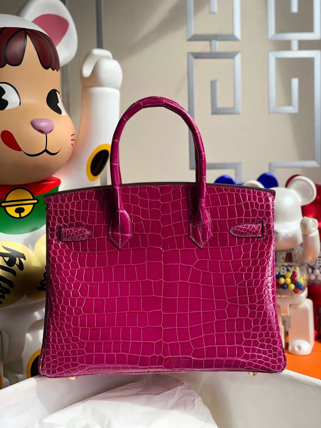 Hong Kong Hermes Birkin 30cm J5 Rose Sheheraradez 天方夜譚粉紫 亮面倒V 澳洲灣鱷