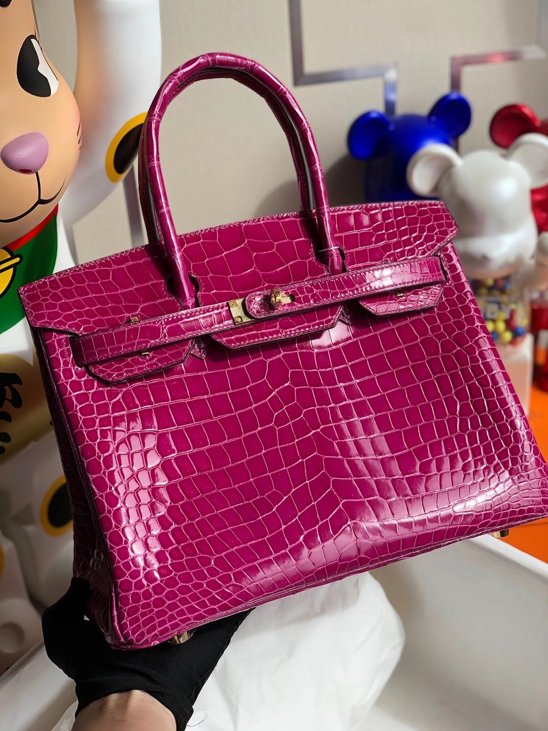 Hong Kong Hermes Birkin 30cm J5 Rose Sheheraradez 天方夜譚粉紫 亮面倒V 澳洲灣鱷