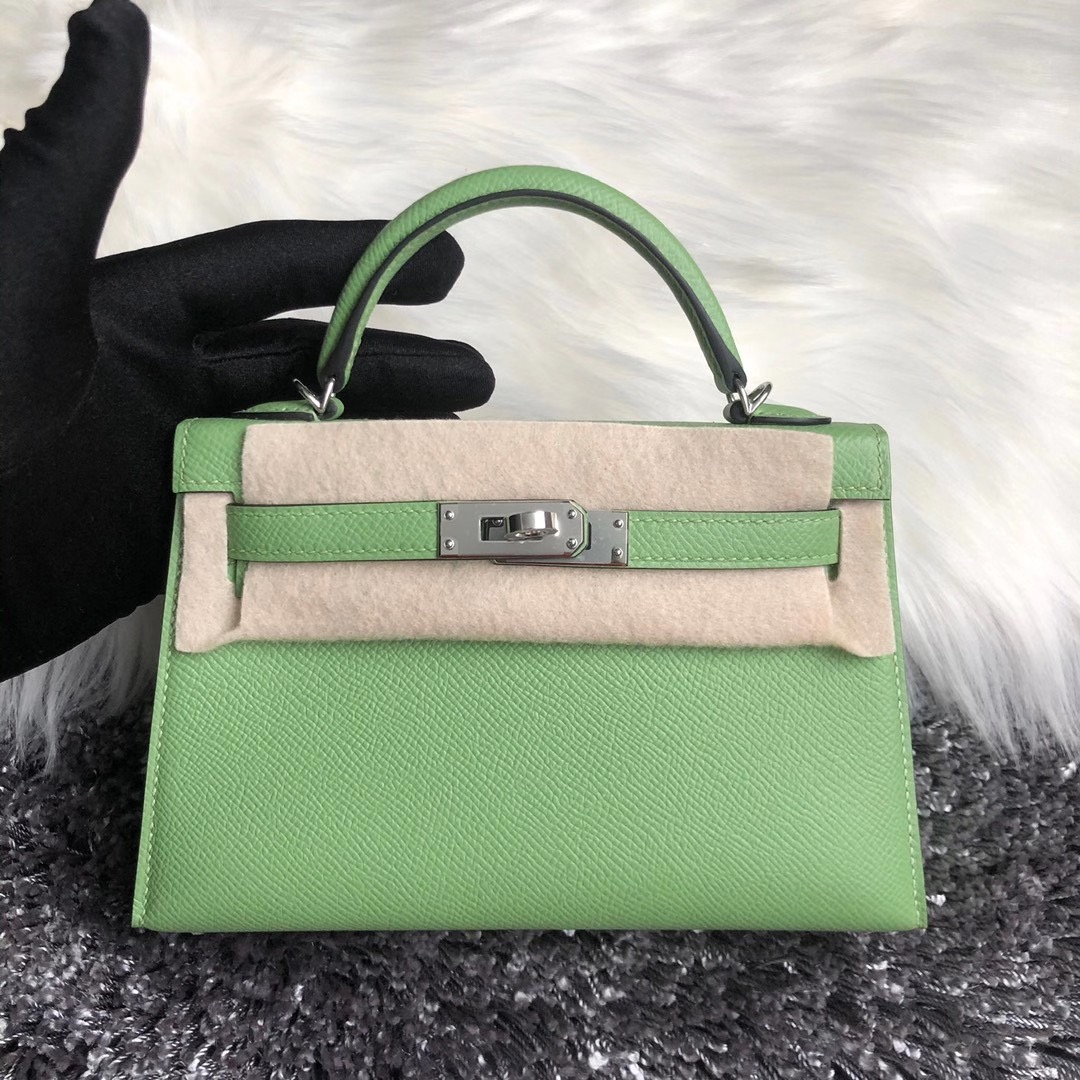 臺灣 新竹市 愛馬仕迷你凱莉二代 Hermes kelly mini II Epsom 3I 牛油果綠 Vert Criquet