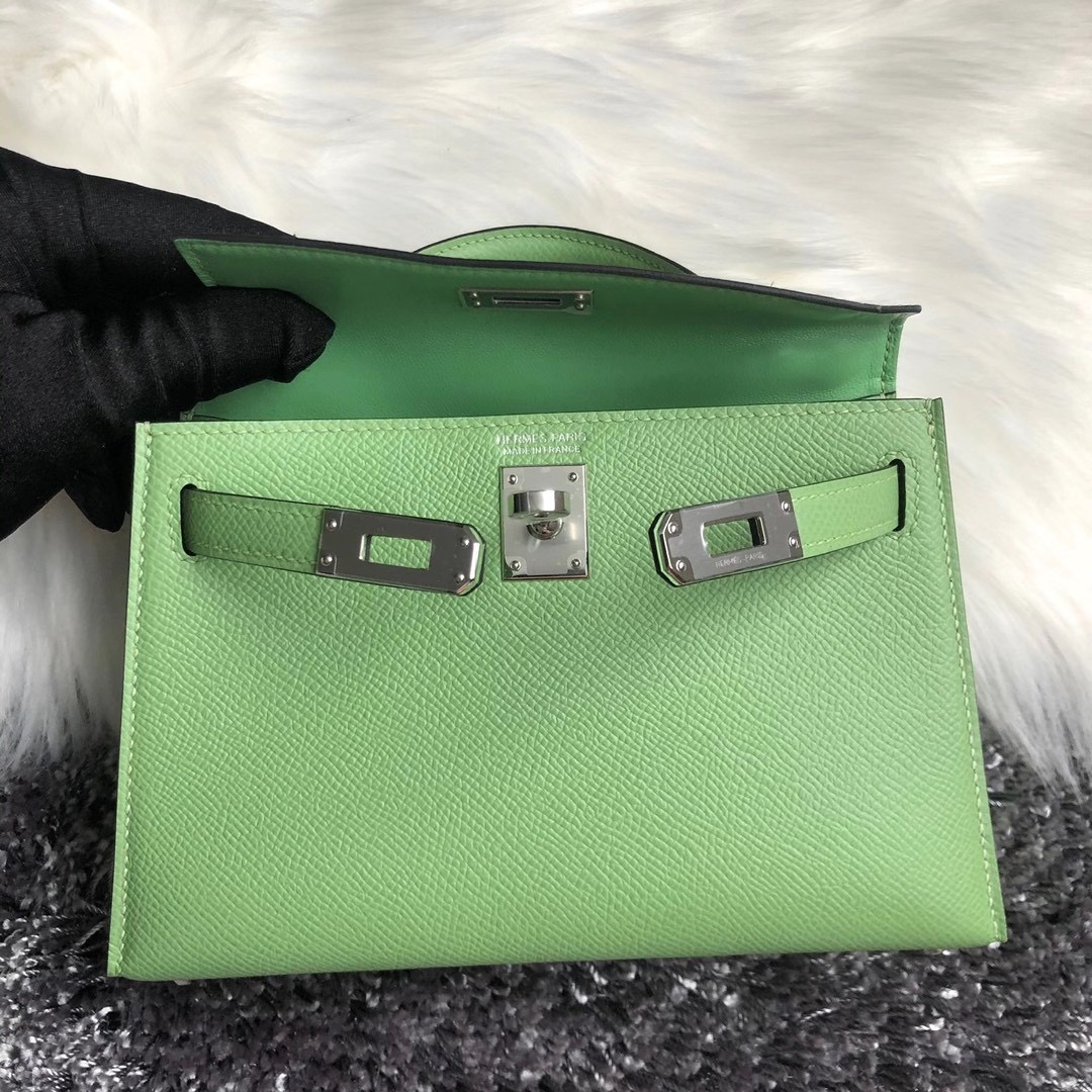 臺灣 新竹市 愛馬仕迷你凱莉二代 Hermes kelly mini II Epsom 3I 牛油果綠 Vert Criquet