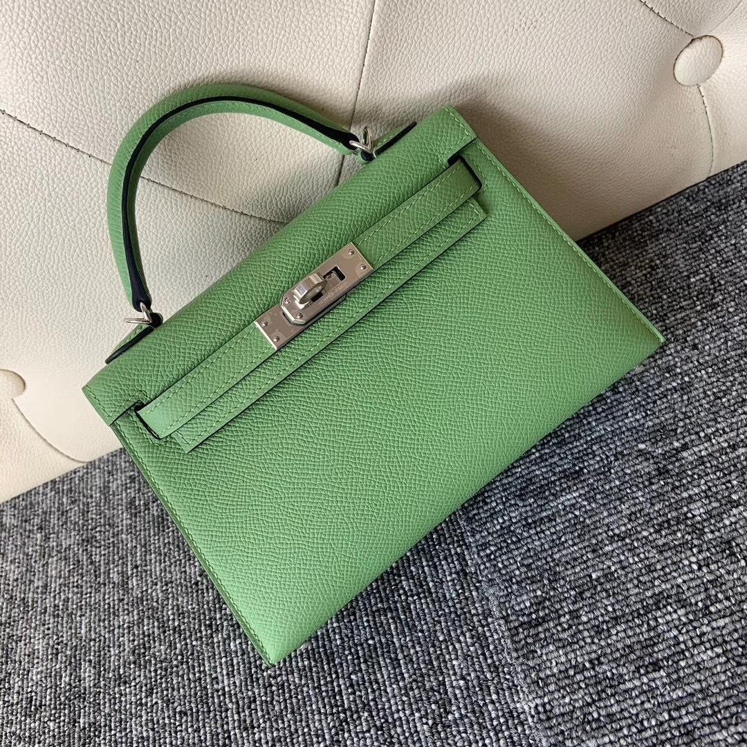 臺灣 新竹市 愛馬仕迷你凱莉二代 Hermes kelly mini II Epsom 3I 牛油果綠 Vert Criquet