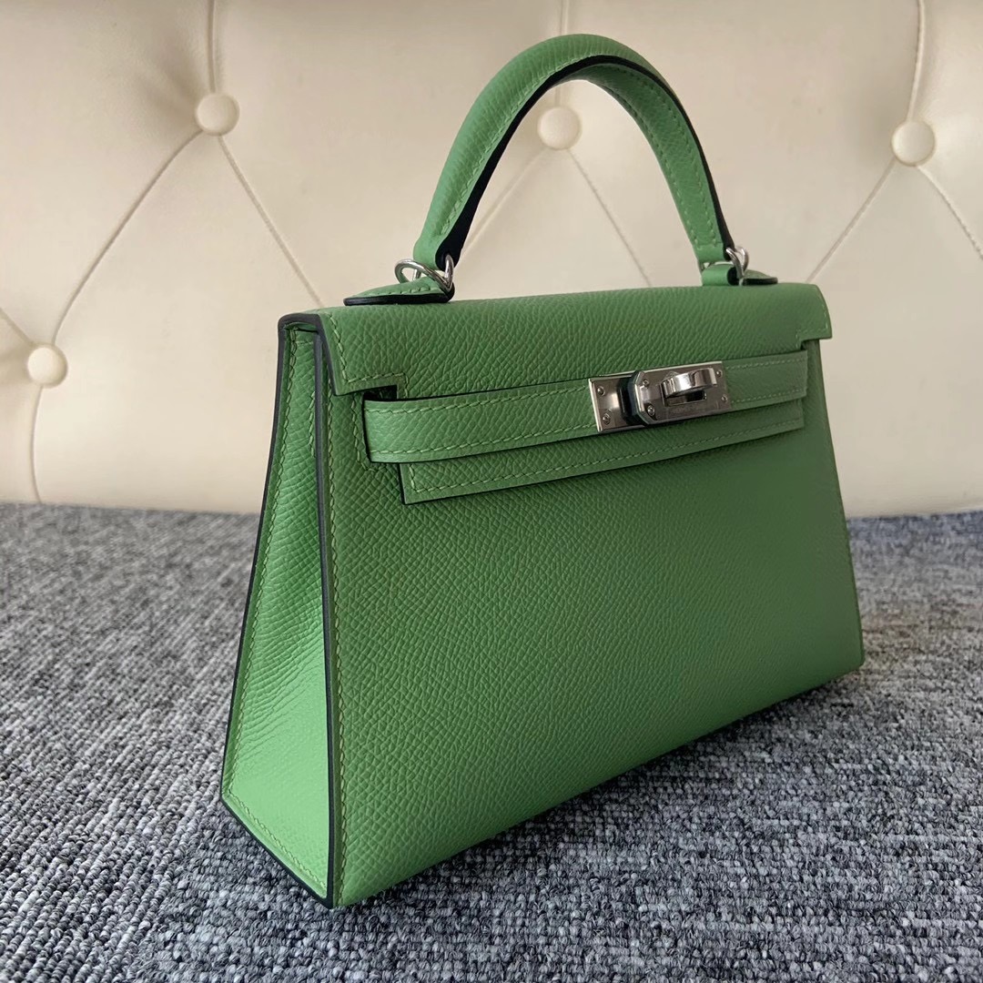 臺灣 新竹市 愛馬仕迷你凱莉二代 Hermes kelly mini II Epsom 3I 牛油果綠 Vert Criquet