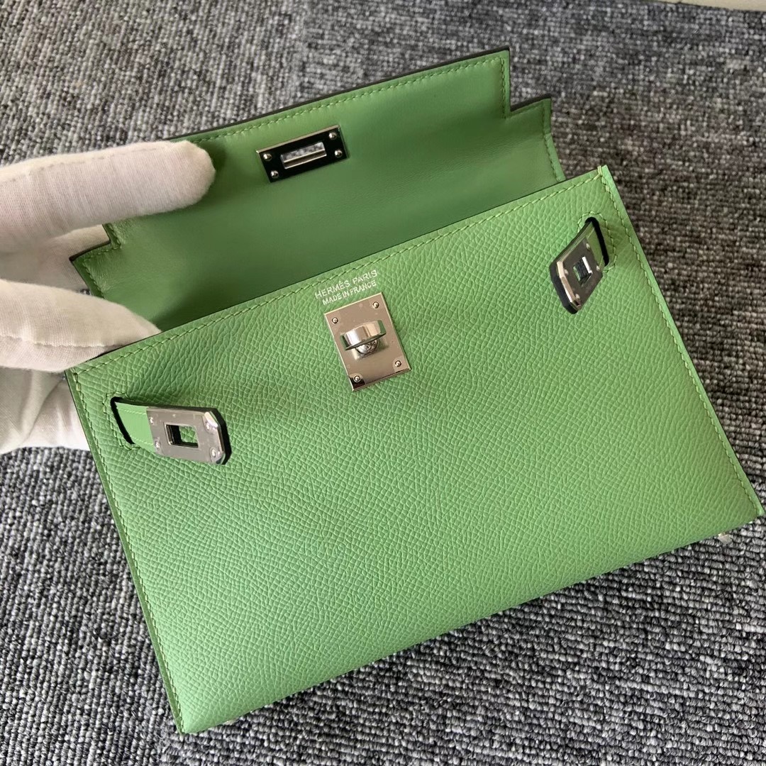 臺灣 新竹市 愛馬仕迷你凱莉二代 Hermes kelly mini II Epsom 3I 牛油果綠 Vert Criquet