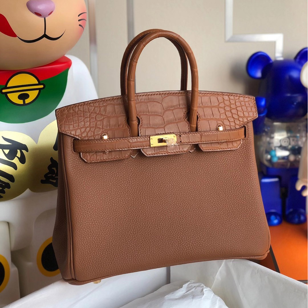 Hong Kong Hermes Birkin 25cm Touch Togo 霧面 美洲鱷 37 Gold 金棕色