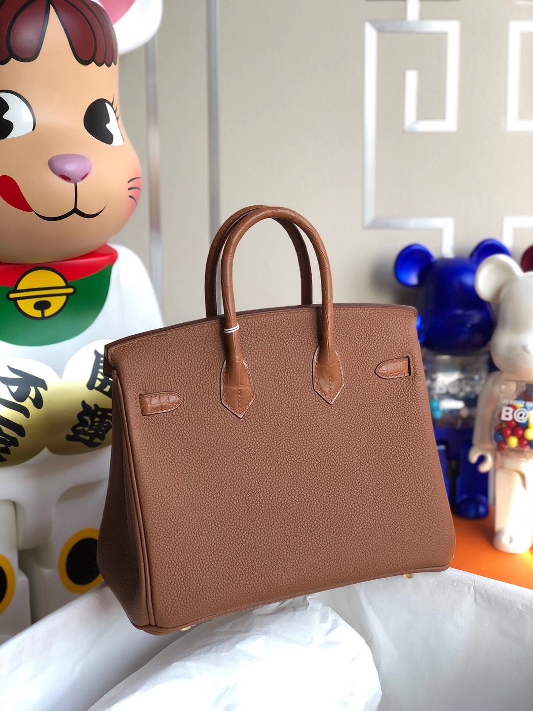 Hong Kong Hermes Birkin 25cm Touch Togo 霧面 美洲鱷 37 Gold 金棕色