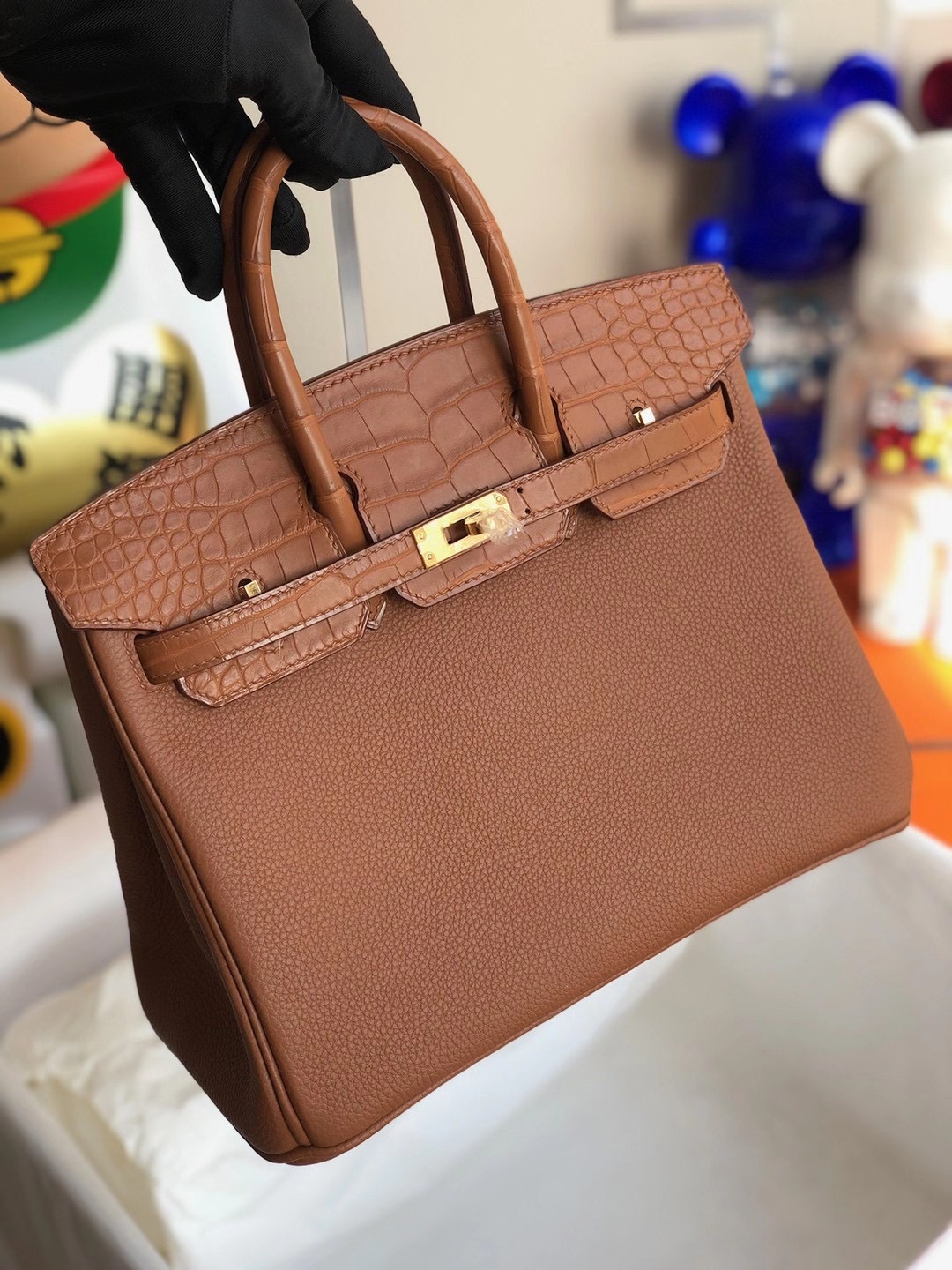 Hong Kong Hermes Birkin 25cm Touch Togo 霧面 美洲鱷 37 Gold 金棕色