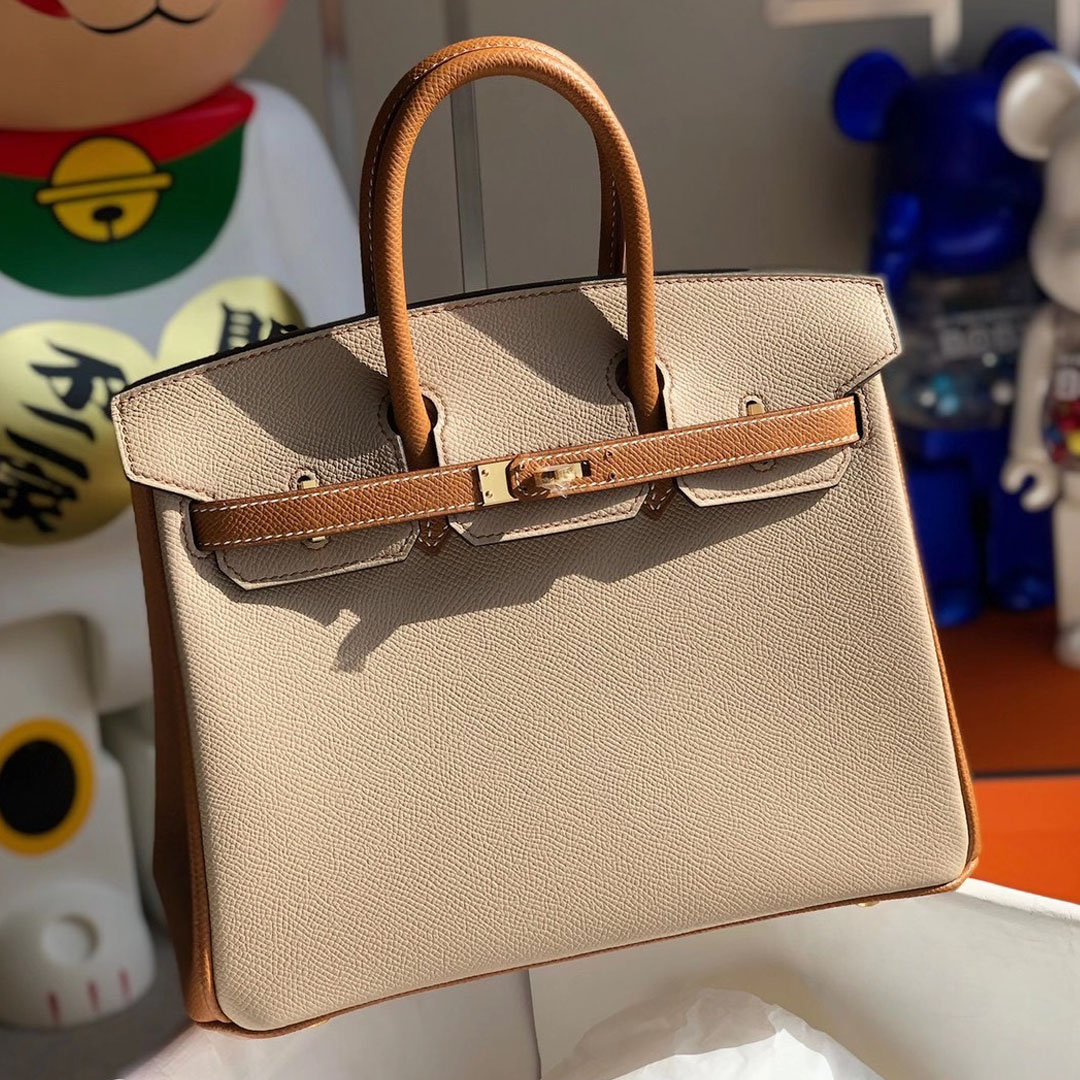 Hermes Birkin 25cm Hss Epsom S2 Trench 風衣灰 拼色 37 gold 金棕色