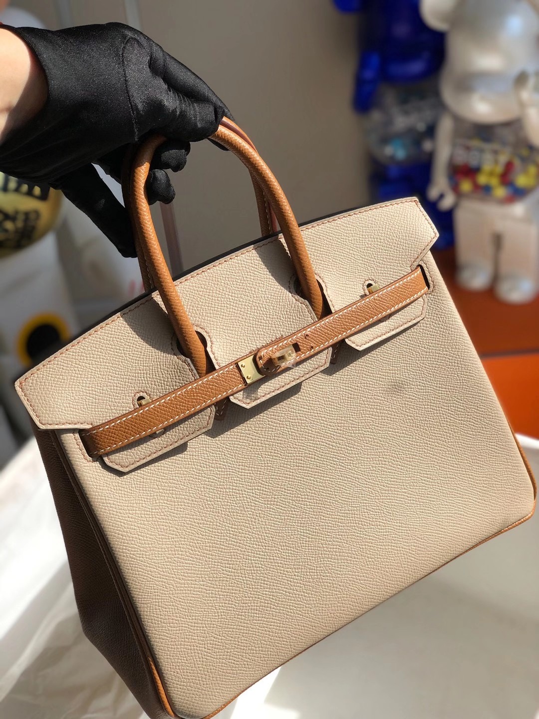 Hermes Birkin 25cm Hss Epsom S2 Trench 風衣灰 拼色 37 gold 金棕色